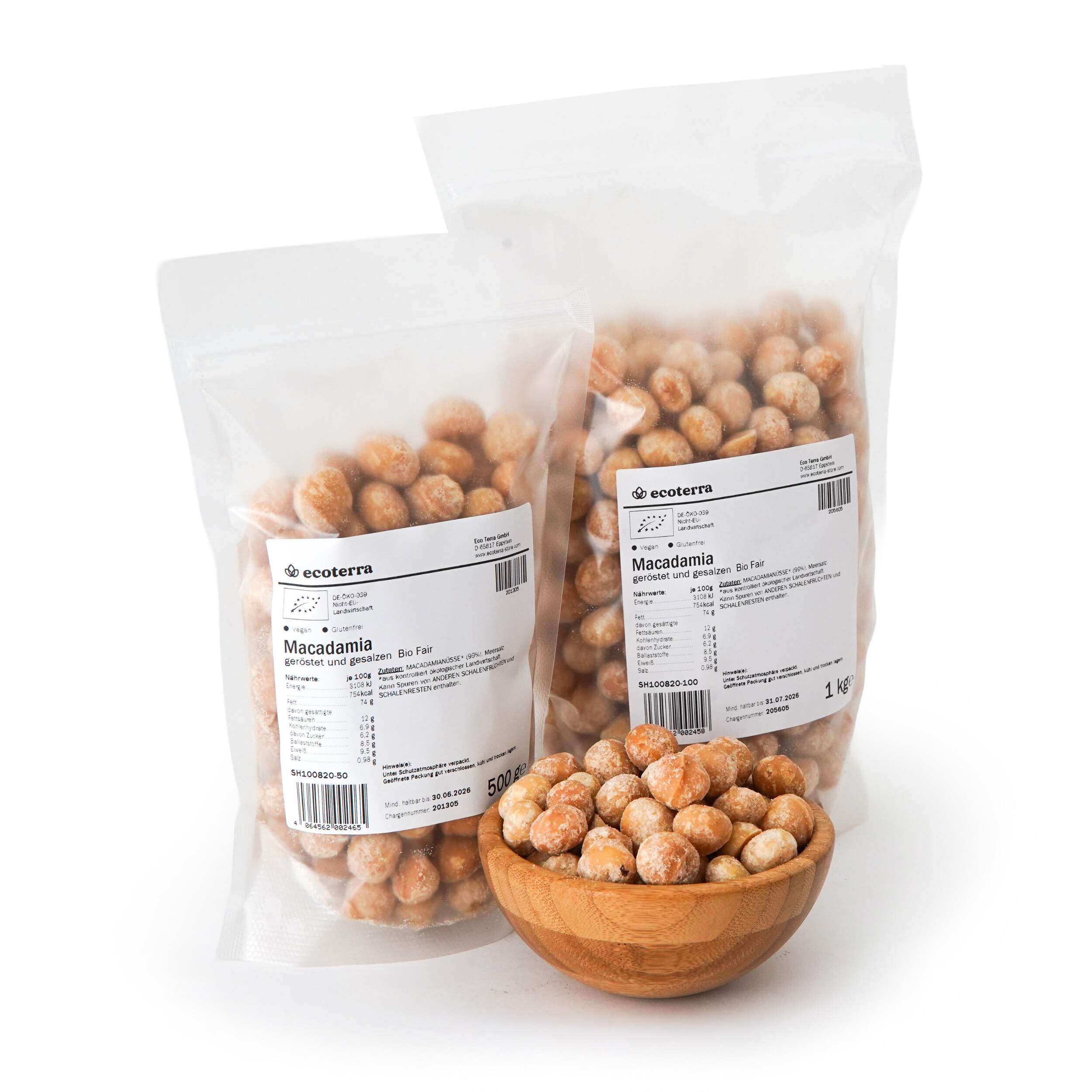 Bio Macadamianüsse | geröstet & gesalzen | vegan | glutenfrei | ab 500g