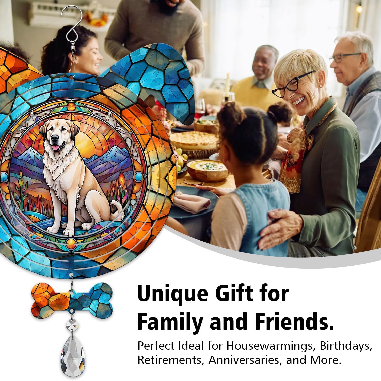 Anatolian Shepherd Dog Ears Wind Spinner, Anatolian Shepherd Wind Spinner Hanging for Yard and Garden