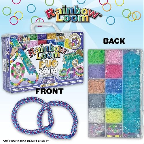 Miniatura 2 de Rainbow Loom Duo Combo con colección de bandas de goma Jewel, cuenta con 2 que se conectan para hacer creaciones más largas y anchas, un estuche