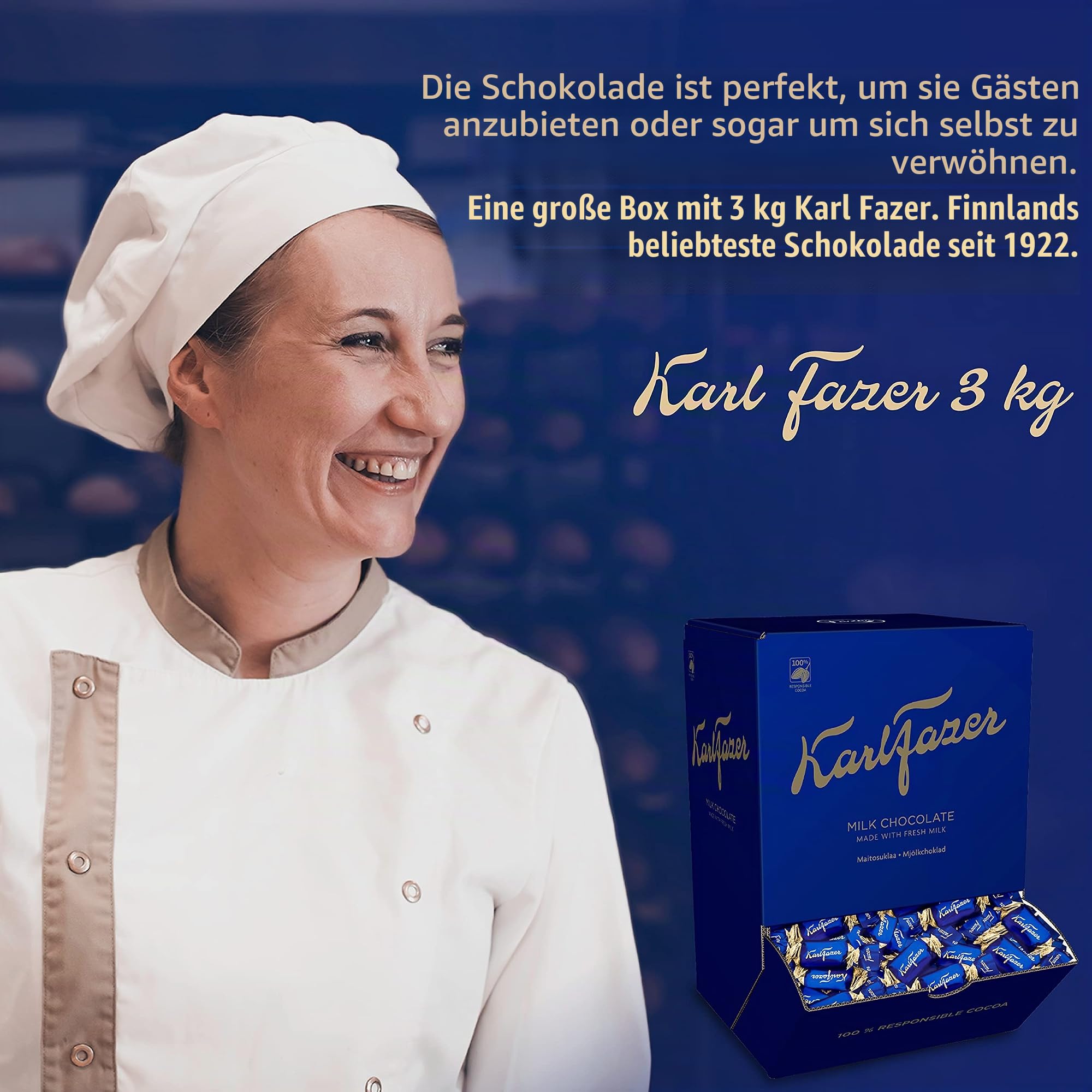 Karl Fazer Pralinen Schokolade Großpackung – Köstliche Vollmilchschokolade – Pralinen Einzeln Verpackt – Pralinen Geschenk – Mini Schokolade Einzeln Verpackt - 404 Stück | 3 kg