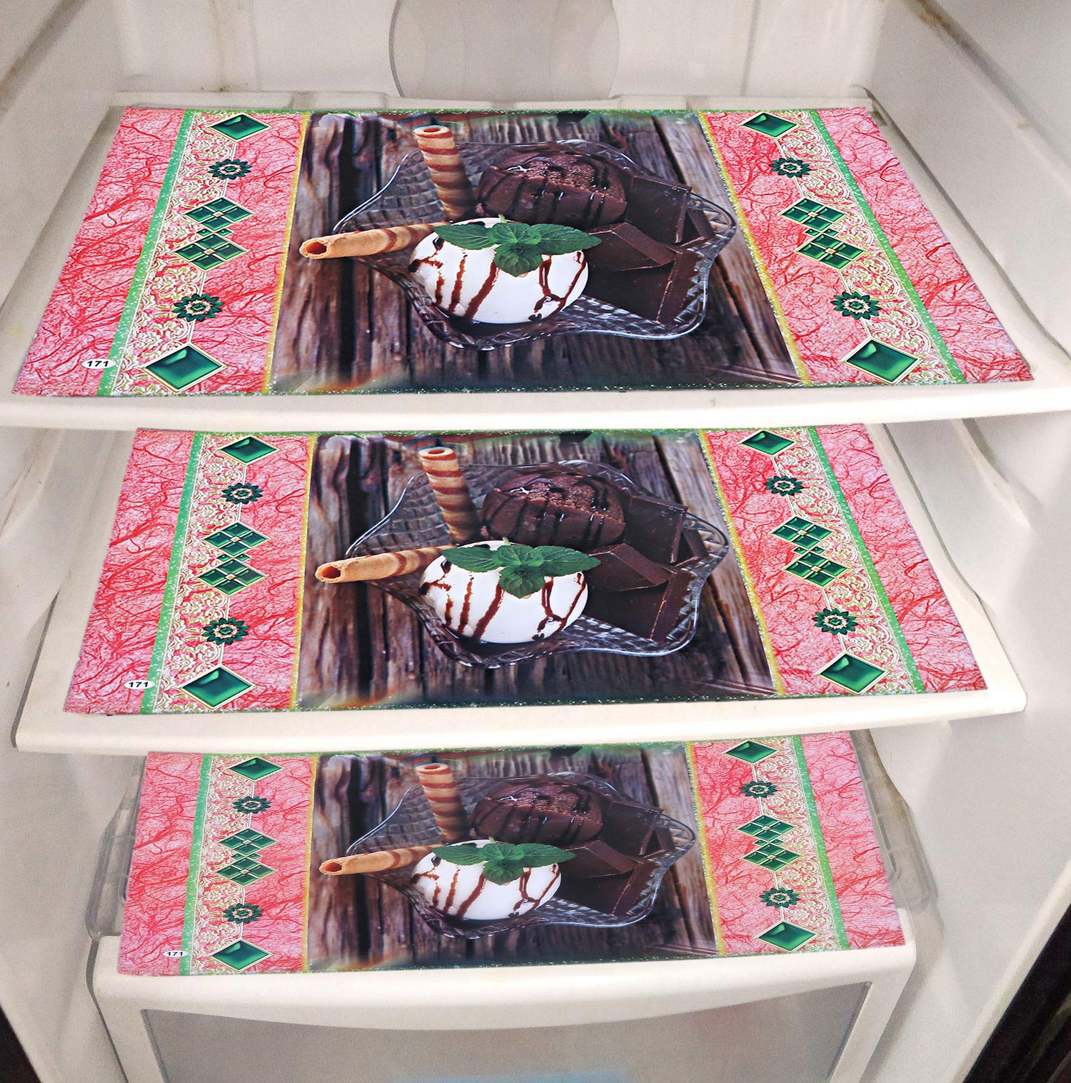 Kuber Industries PVC 3 Pieces Reversible Fridge Drawer Mats (Multi)-CTKTC028267