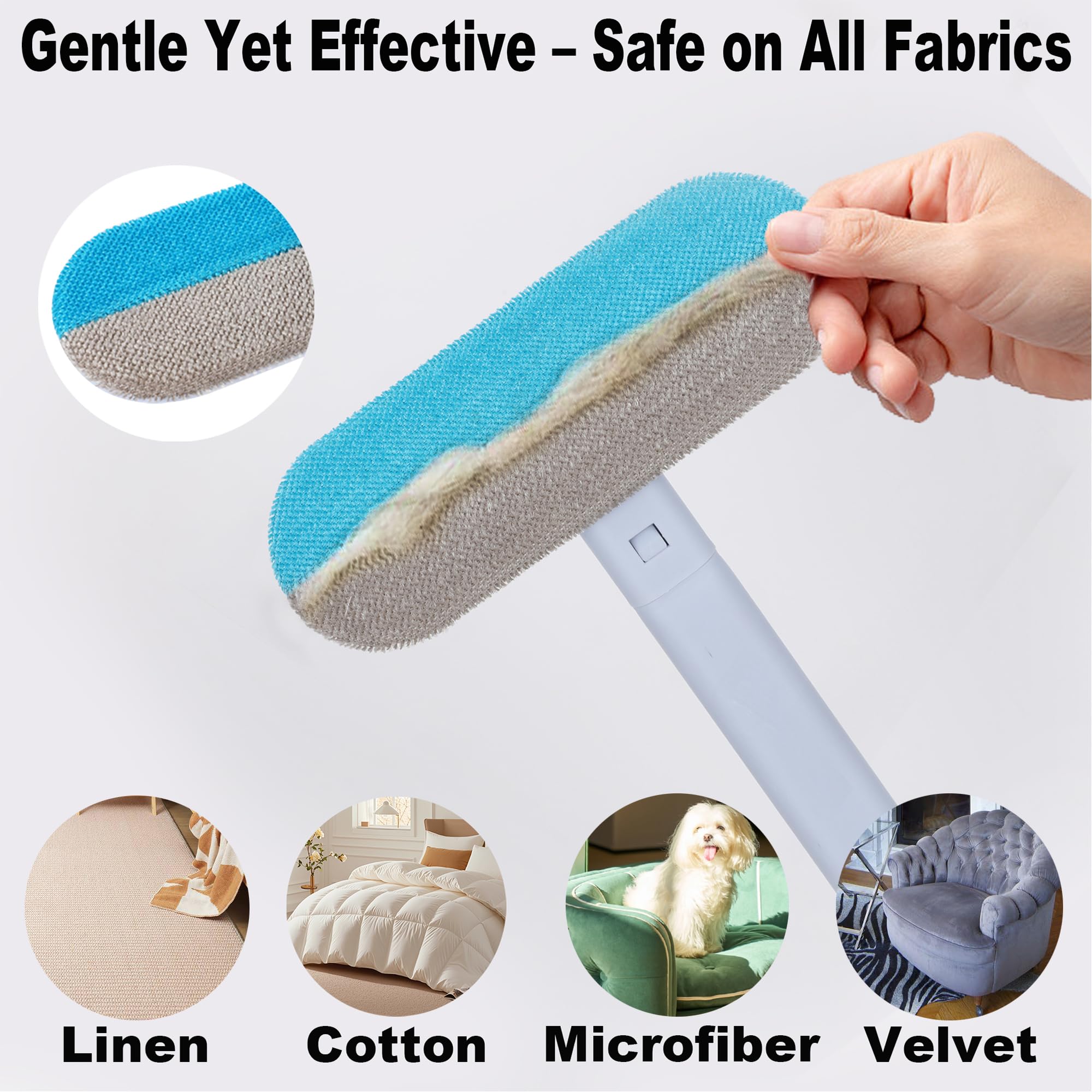 Pet Hair Remover for Furniture, 17.3Inch, Reusable Lint Brush for Dog and Cat Hair - Multifunctional Fur Removal Tool, Gentle on Couches, Carpets, Car Seat, Clothes, Bedding - image 4