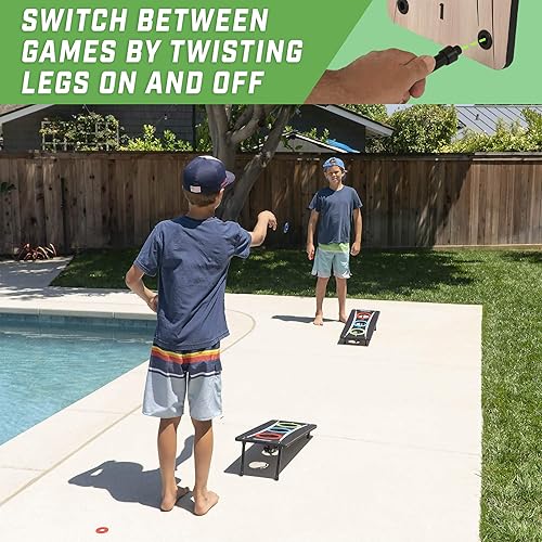 Miniatura 5 de GoSports Combo de lanzamiento de puf 2 en 1 para lanzar y lavar en exteriores, divertido para niños y adultos, incluye 2 tableros de juego de doble