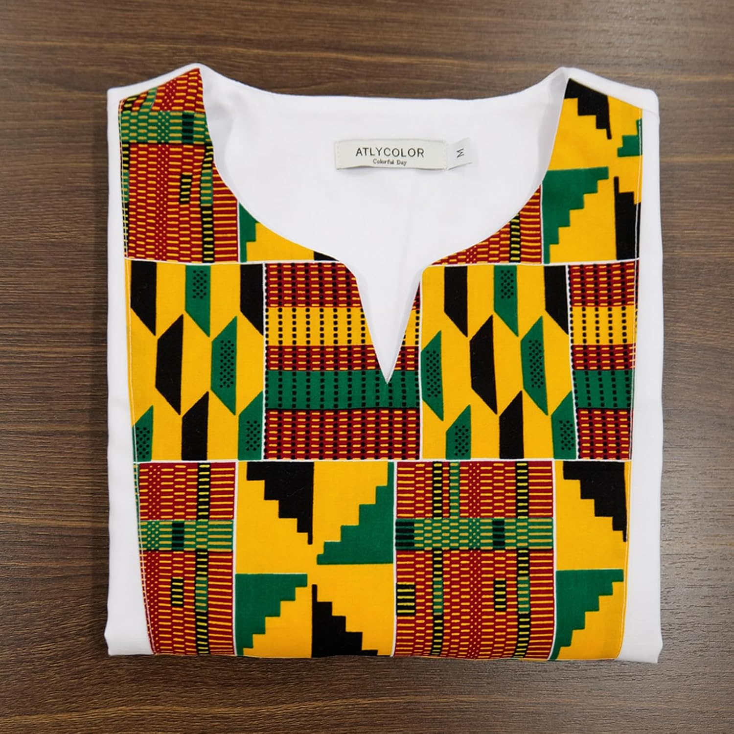 African Shirt for Men Kente Tribal Patchwork Long Sleeve Dashiki Shirt Nigerian Top Attire - Image 3