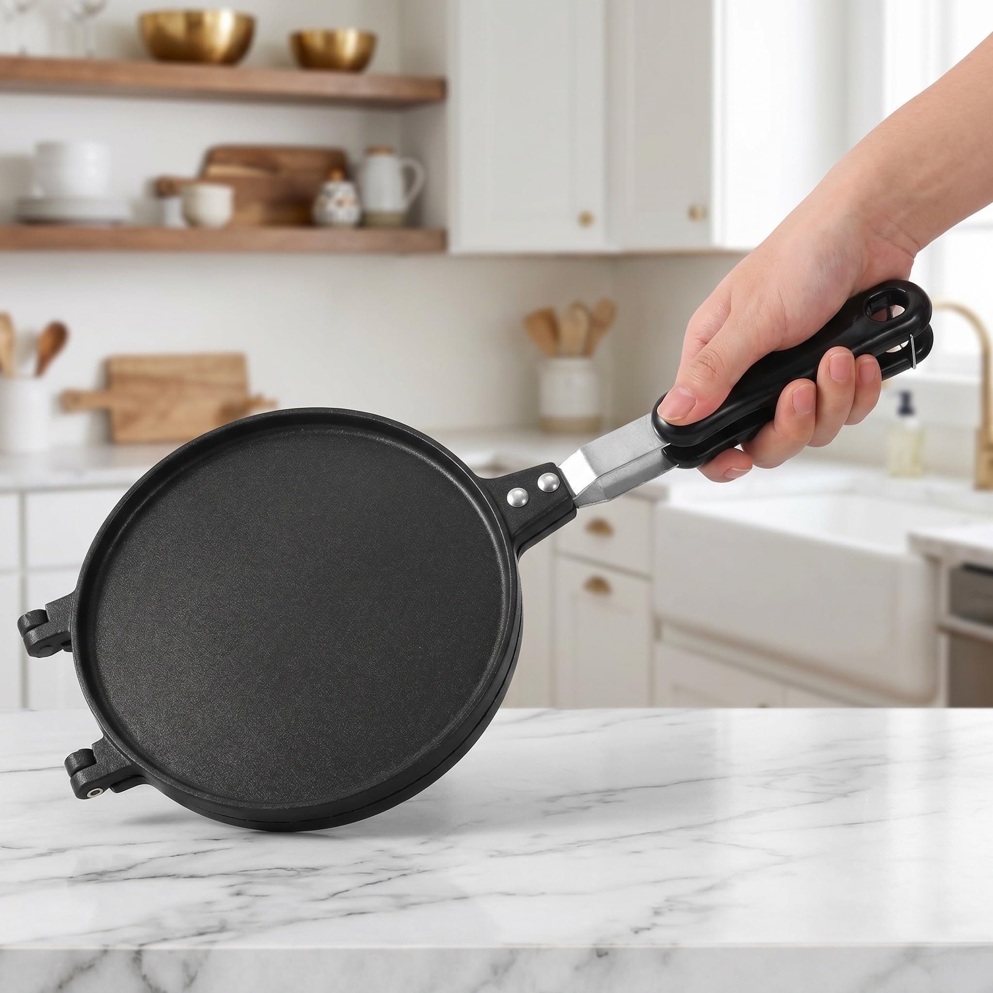 ibasenice Piastra per waffle a doppia faccia antiaderente, stampo per waffle, piastra per involtini primavera, padella fai da te per gelato, pancake, coni, omelette e dessert, ideale per la cucina di