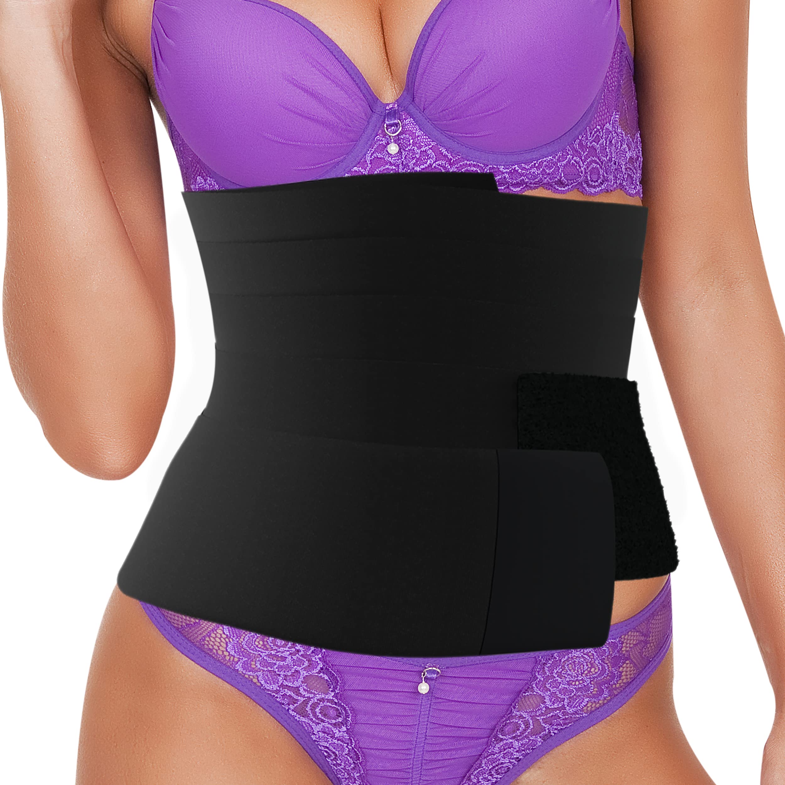 Waist Wrap for Stomach - Waist Trainer for Women - Tummy Shaper Wrap - Workout Waist Trimmer Belt Wrap - Plus Size Black, 236x3.9in