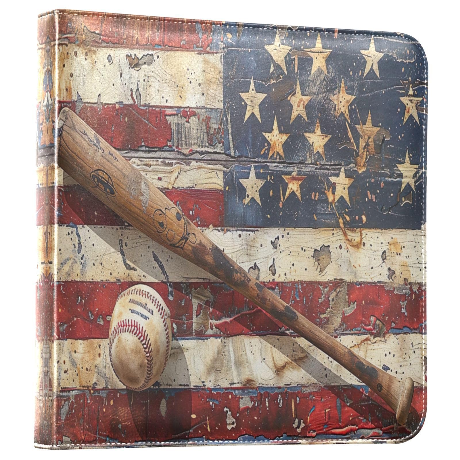Album photo de scrapbooking avec motif baseball vintage - Album photo autocollant avec couverture en cuir PU pour mariage, voyage, souvenirs de famille - Convient à toutes les tailles de