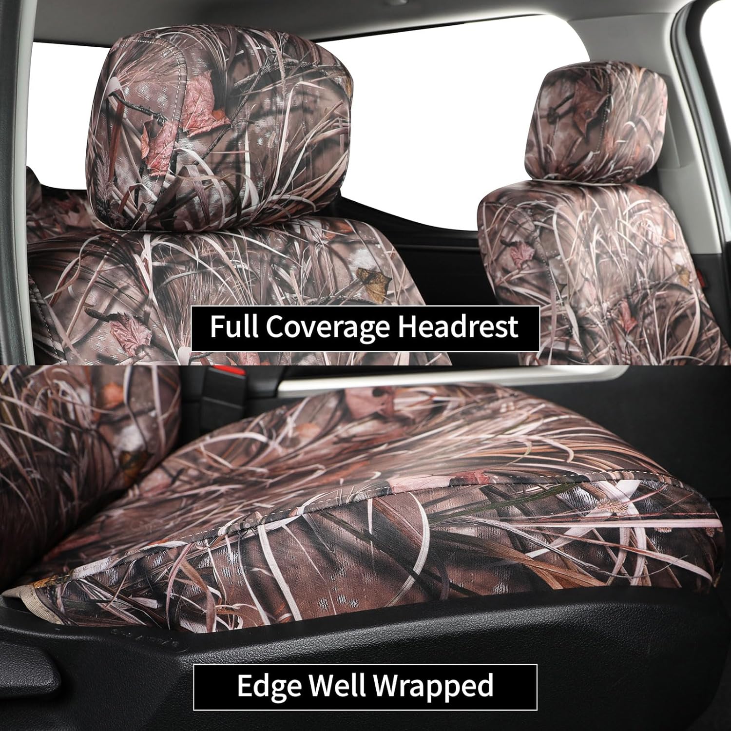 Custom Fit Tundra Car Seat Covers Full Set for Select Toyota Tundra CrewMax 2014 2015 2016 2017 2018 2019 2020 2021 - Front and Back Car Seat Cover(Neoprene Reed Camouflage)