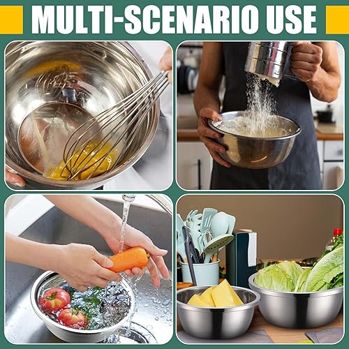 Miniatura 3 de Tioncy 4 coladores microporosos de acero inoxidable 304 con tazón de mezcla de 2 cuartos y 4 cuartos de galón de capacidad, colador de arroz para