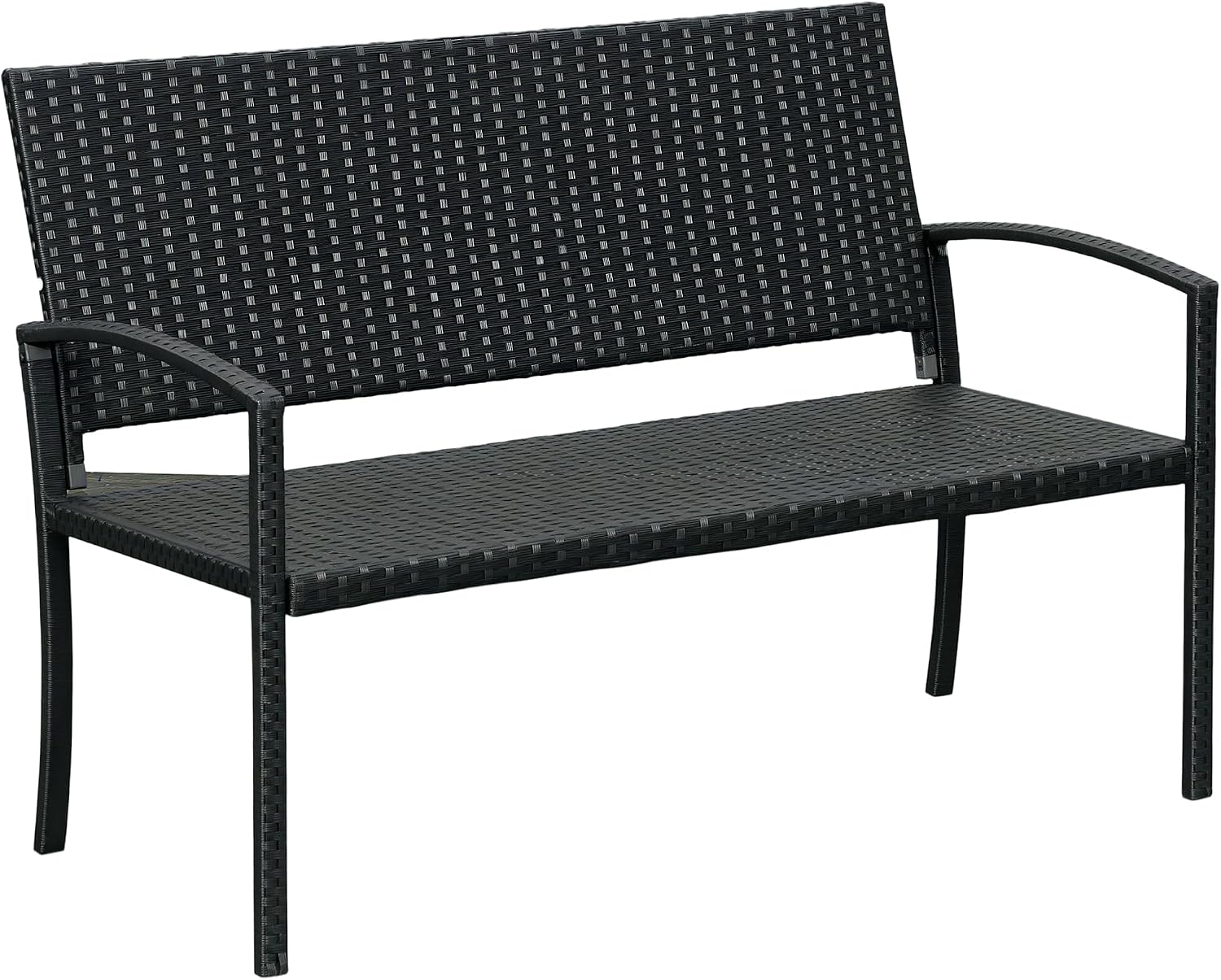 Outsunny Banco Jardín Lounge Silla 2 Plazas Muebles para Jardín Exterior Terraza 2 Plazas Ratán Sintético Carga 240kg 122x60x85 cm Marco Acero