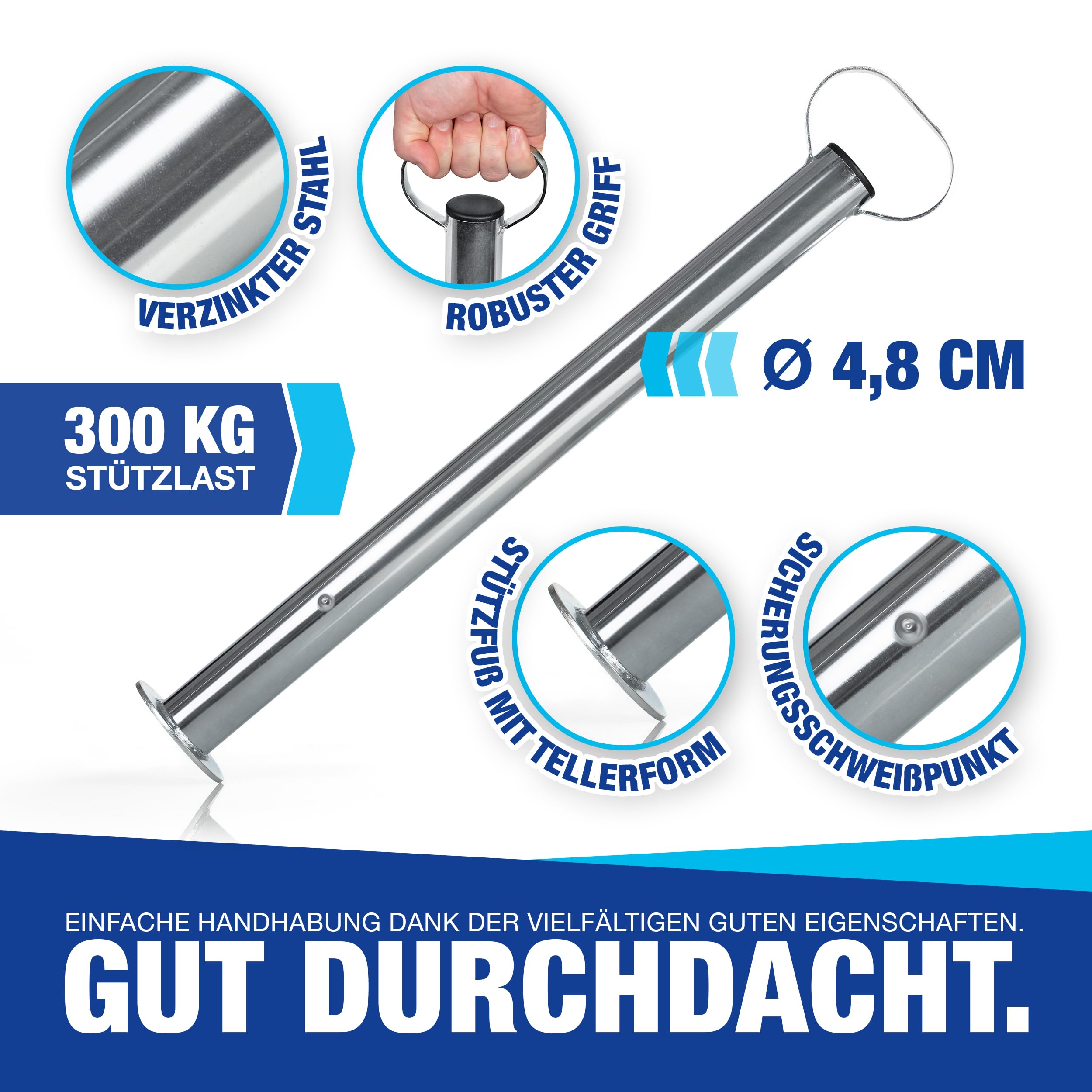 Orbis Draagrol Staal Schroefas L 300 Mm Diameter 50 Mm Draagvermogen 120 Kg 105213