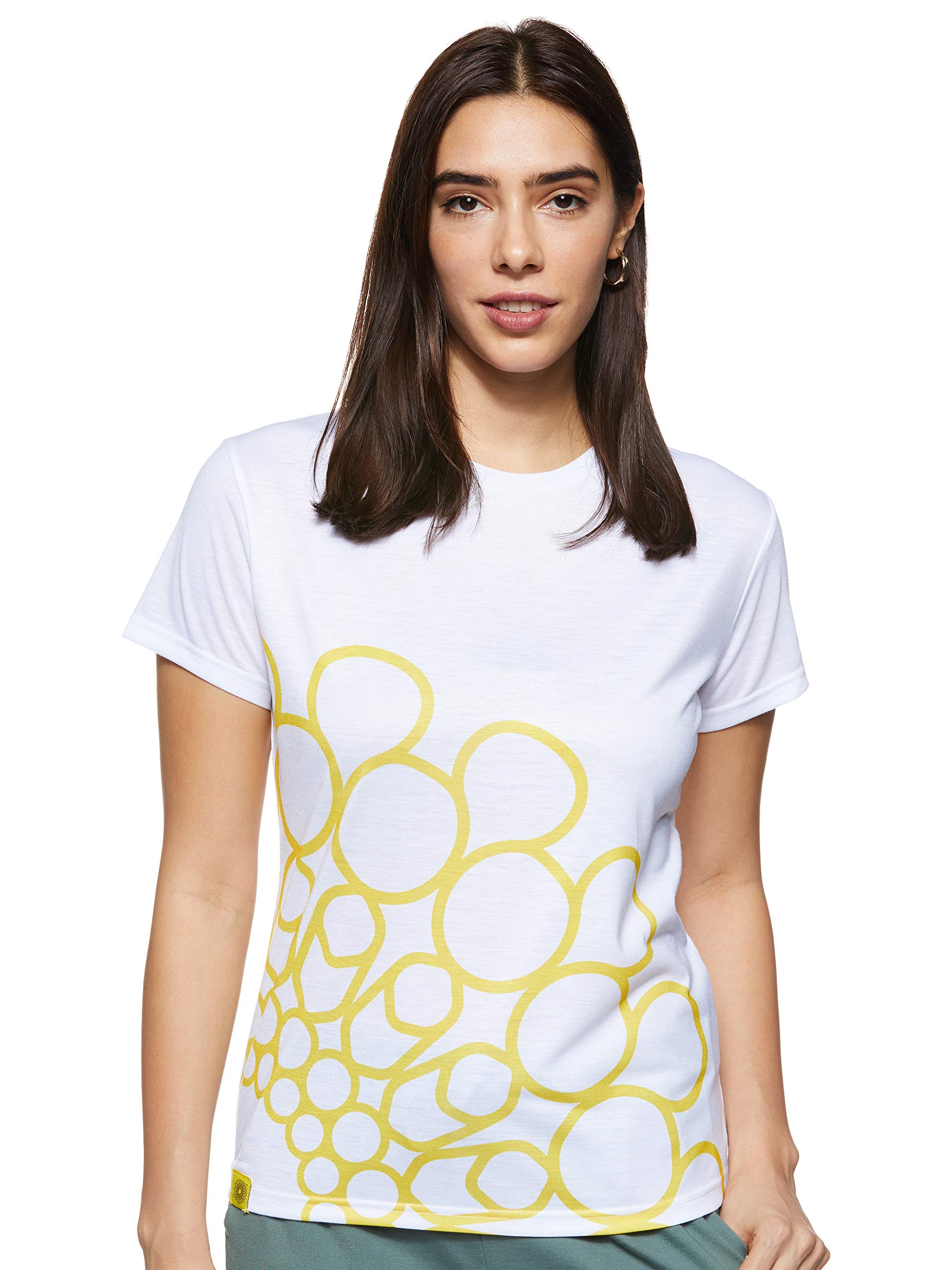 Expo 2020 Dubai Women's Quarter Logo T-Shirt, Large, White/Yellow