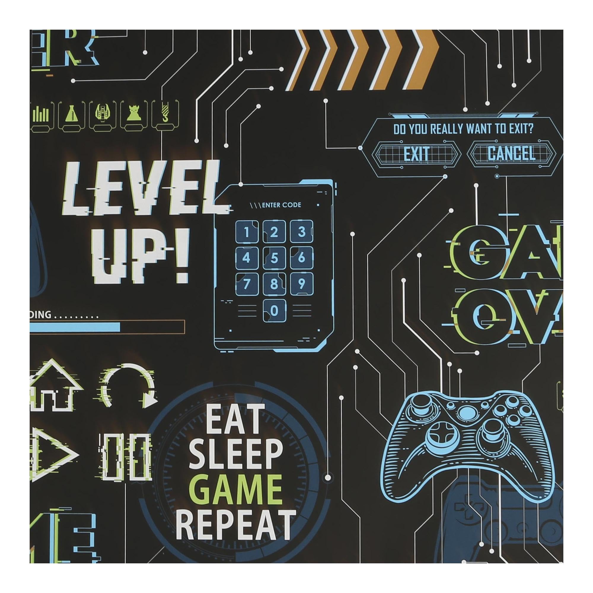 Fresco Wallpaper - Game Over - Black - 53cm