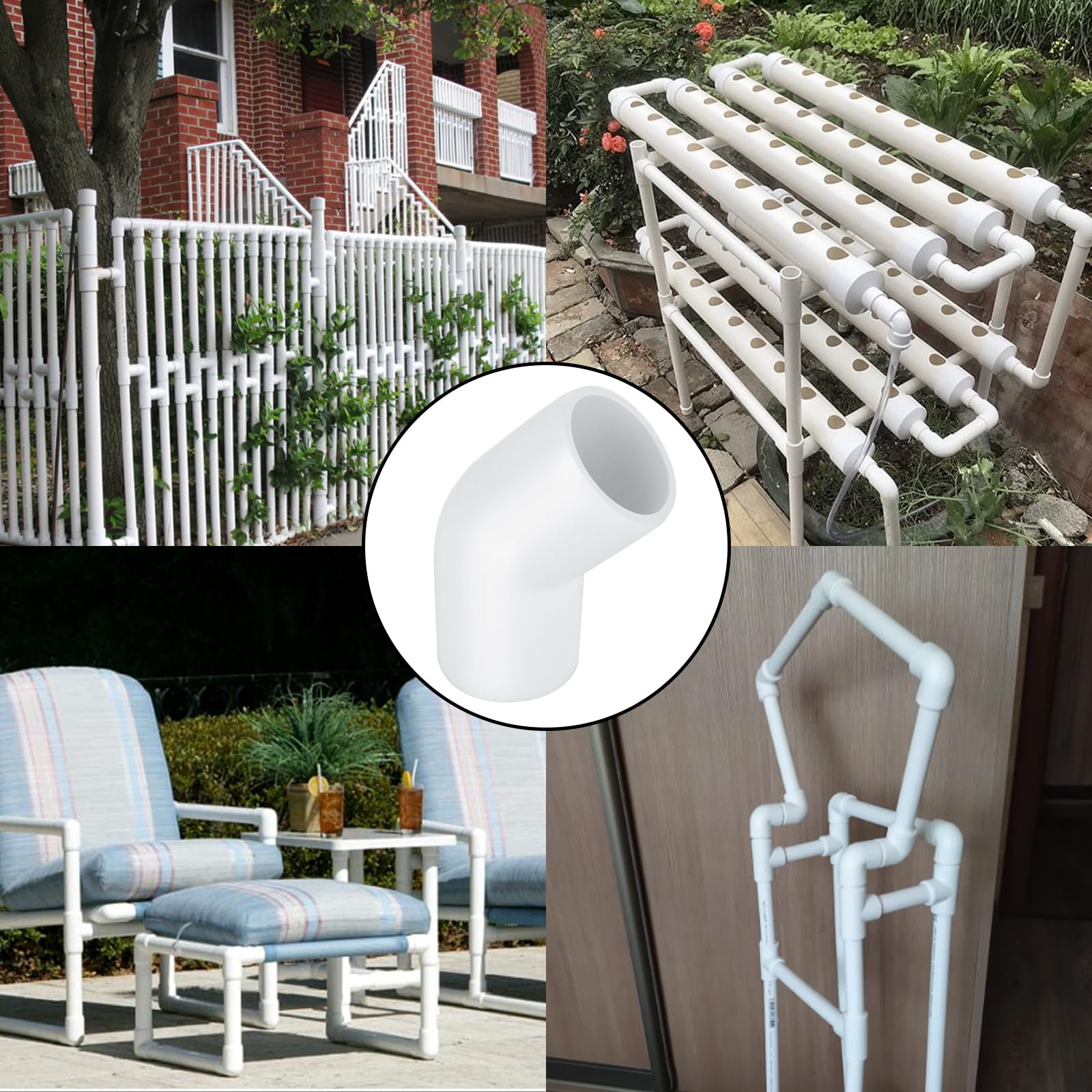 32 raccordi a gomito in PVC da 2,5 cm a 45 gradi, raccordi per tubi in PVC a 45 gradi, raccordi per tubi in PVC a 2 vie a 45 gradi per capannone di serra, struttura di supporto da giardino, telaio di