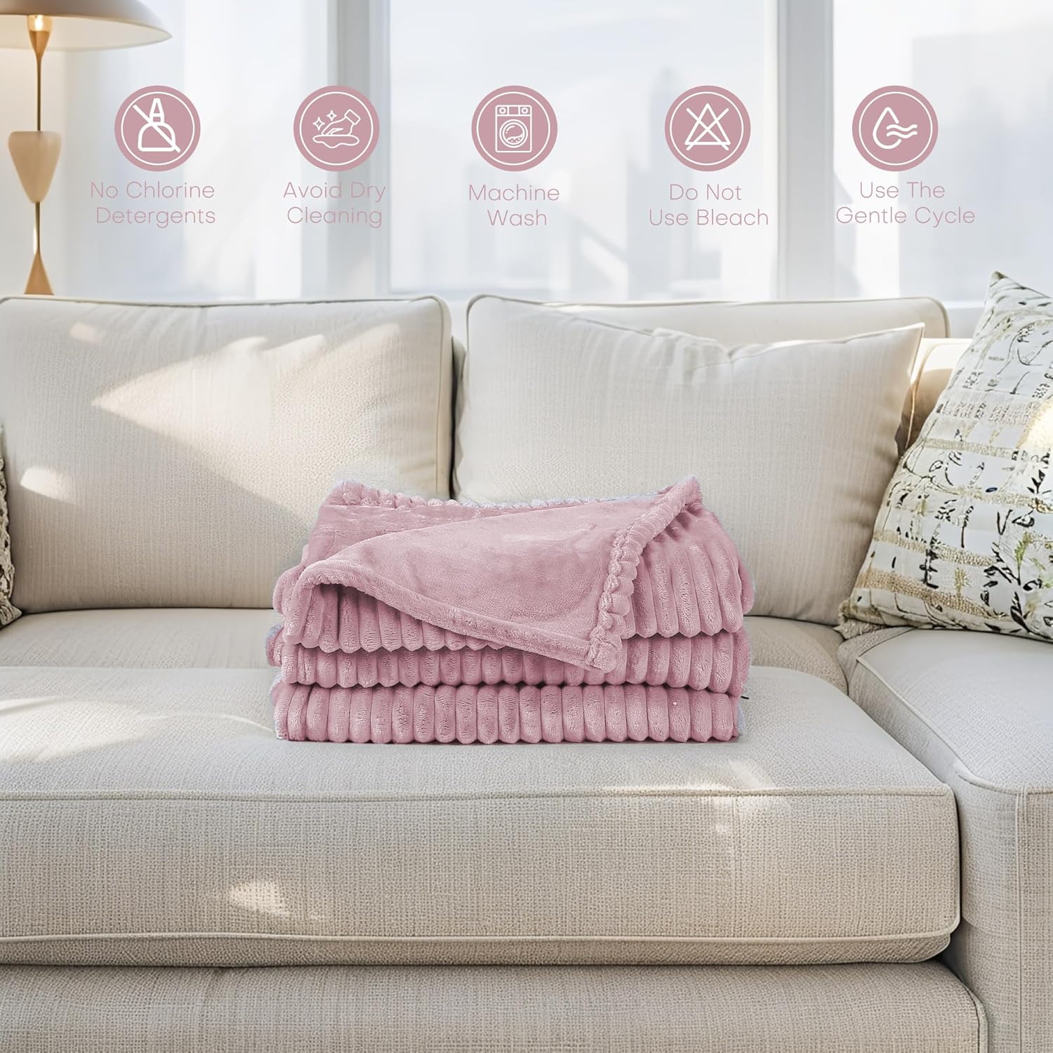 Electric Heated Blanket Full Size 72"x84" with Cozy Flannel, 6 Heat Settings & 10 Hours Auto Off, Soft & Cozy Warming Throw for Home, Office, or Bed, Machine Washable, Pink - Image 6