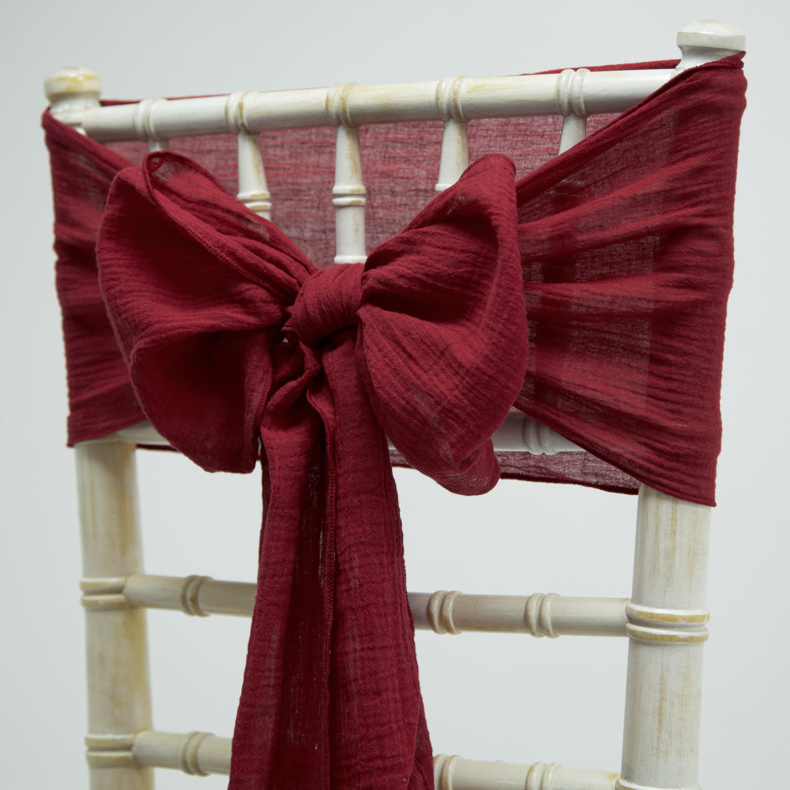 Decor Essentials Garnet Cheesecloth Chair Sash For Rustic Wedding Chair Covers Chiavari Chairs (Garnet)