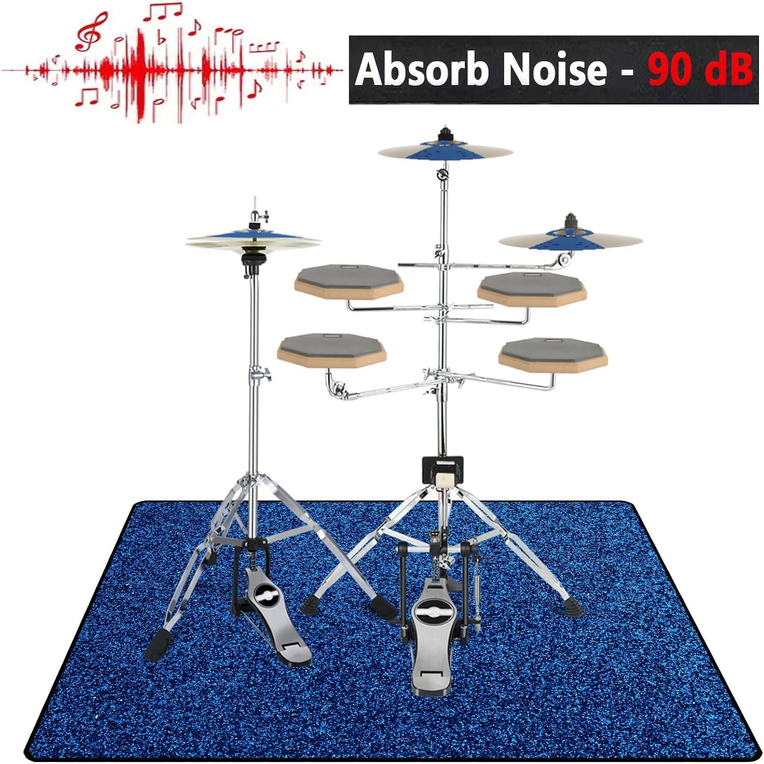 Grande tappeto per batteria acustica ed elettronica antiscivolo tappetino assorbente per strumenti musicali 200 x 160 cm