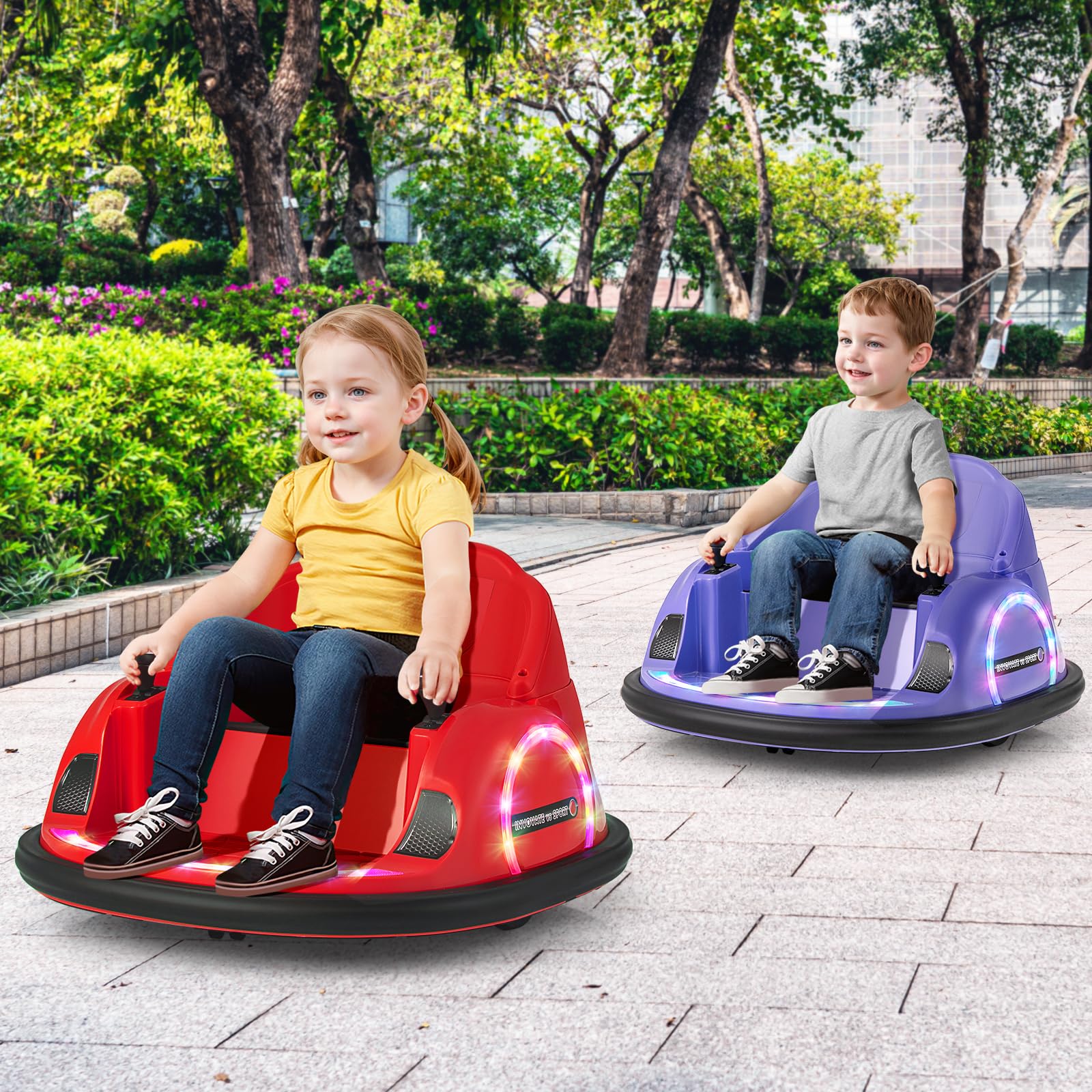 COSTWAY 12V Autoscooter Kinder mit Fernbedienung, Elektro Bumper Car mit 360° Drehnug, Musik & Licht, Kinder Elektroauto für Kleinkinder ab 18 Monaten (Lila)