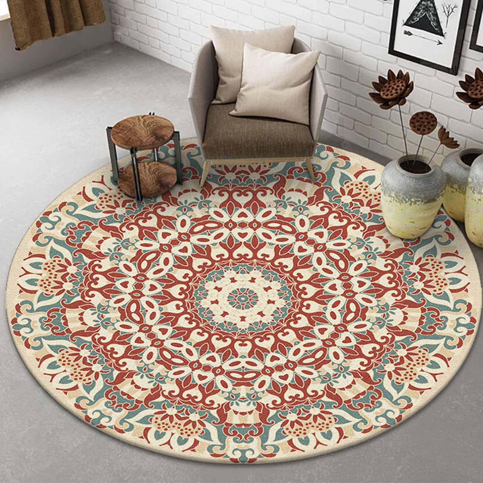 Tapis Ronds de Chambre à Coucher Minimaliste Moderne Rouge Beige Vert 60cm 80cm 100cm 120cm 140cm 160cm 180cm 200cm Tapis Facile Nettoyer pour Salon entrée
