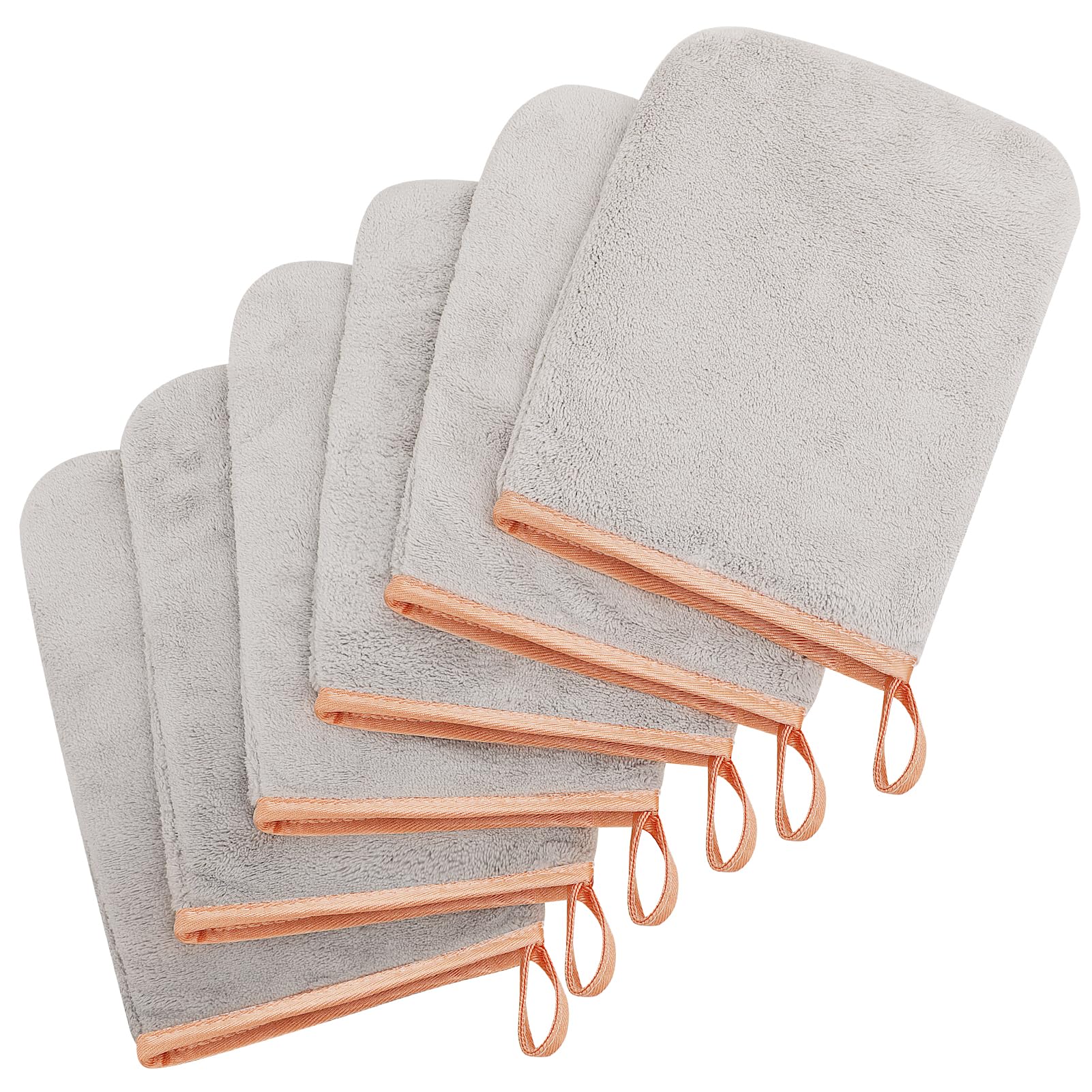 GRBAIN 6 Piezas Manoplas Baño Toallas Baño Toalla Facial Toalla Cara Toalla Microfibra Toallas Lavabo Esponja Bebe Recien Nacido Toalla Desmaquillante Reutilizable Limpieza Facial 15x21cm Franela-C