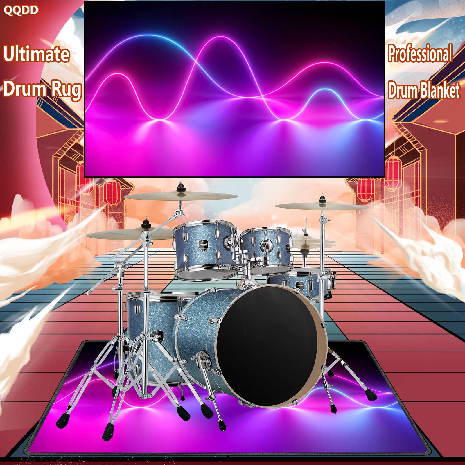 Tappetino Per Batteria Antiscivolo 80x200cm - Assorbente Acustico Per Drum Kit Acustici Ed Elettronici - Foto 10