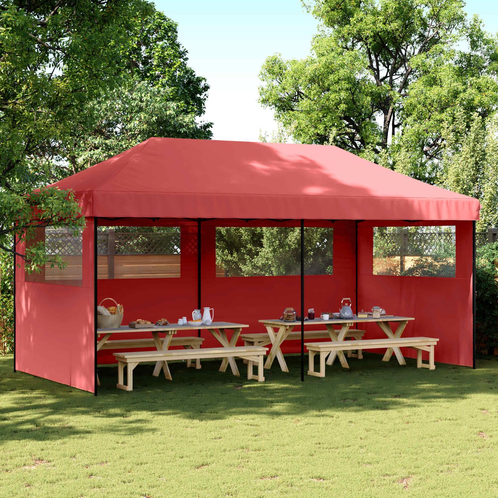 Tienda de campaña para fiestas, color burdeos, 292 x 580 x 315 cm, tela Oxford