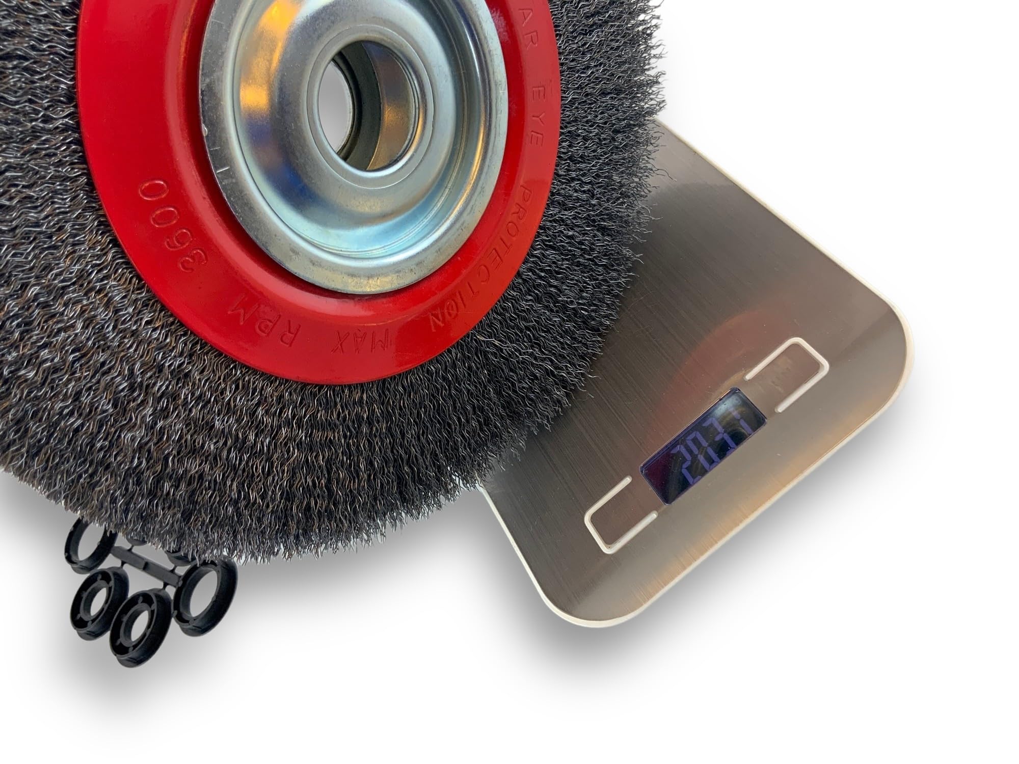 Brosse circulaire ACIER | Ø 250 mm | Epaisseur 3 rangs | Fil dur 0.30 mm ondulé | Alésage 32 mm + réducteur bague 25/22/20/16/12 mm | Touret meuleuse affûteuse ponceuse | Kibros 231253AT