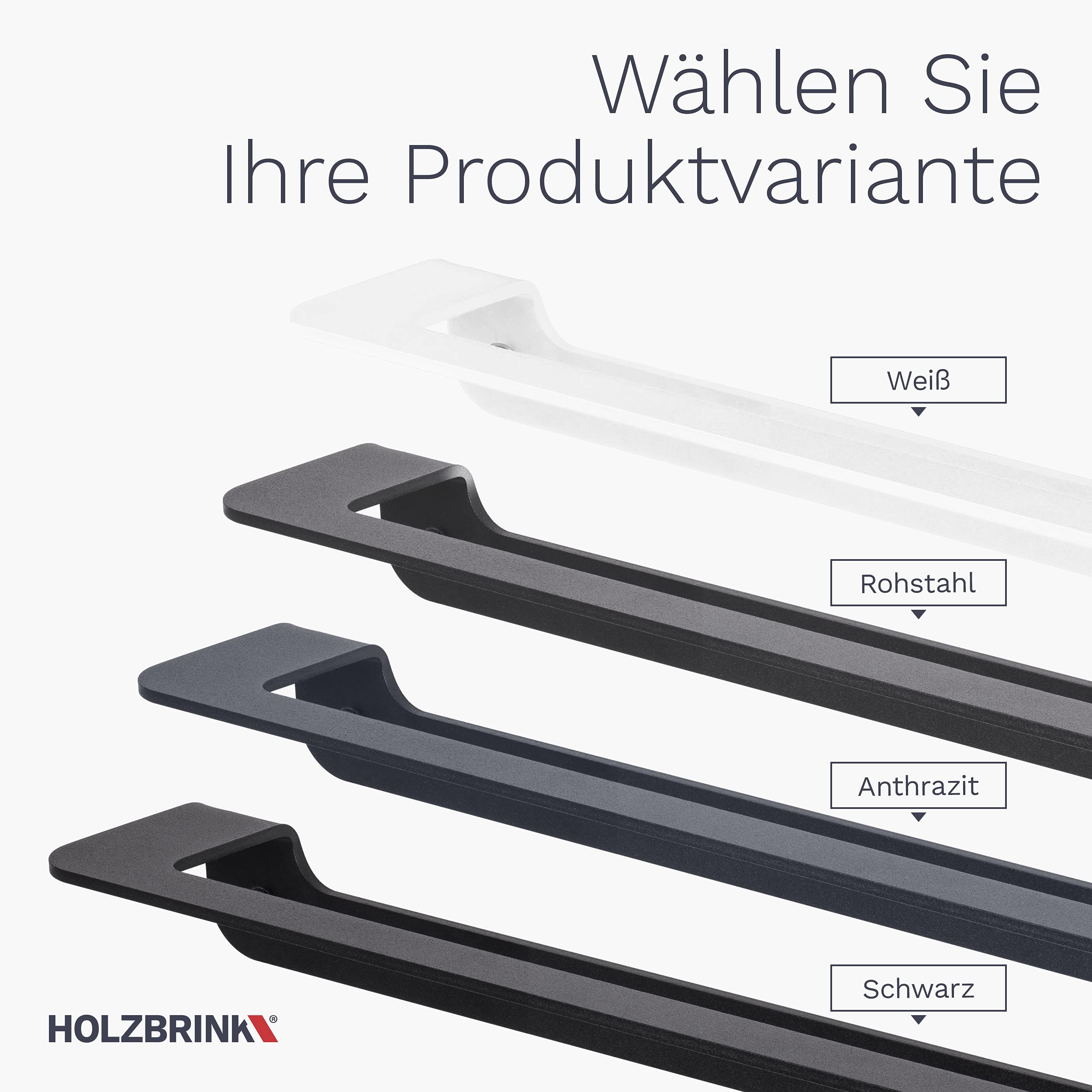 HOLZBRINK Handtuchhalter Bad Wandmontage, Handtuchstange Weiss, Single 60x8x5 cm, 1 Stück, HLW-600-9016