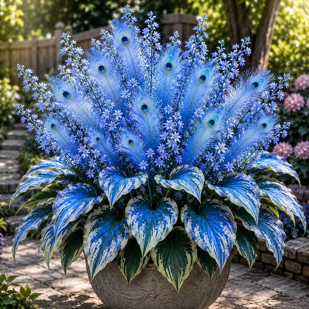 Peacock Flame Hosta, Hardy Low-Maintenance Perennial, Stunning for Woodland Garden Display-10 Bulbs-J