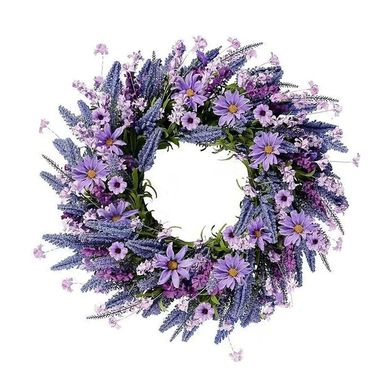 Artificial Spring Wreath 40X40Cm Realistic Simulation Flower Wreath with Leaves for Door Easter Mother ’ S Day Decoration Multipurpose Party Decoration