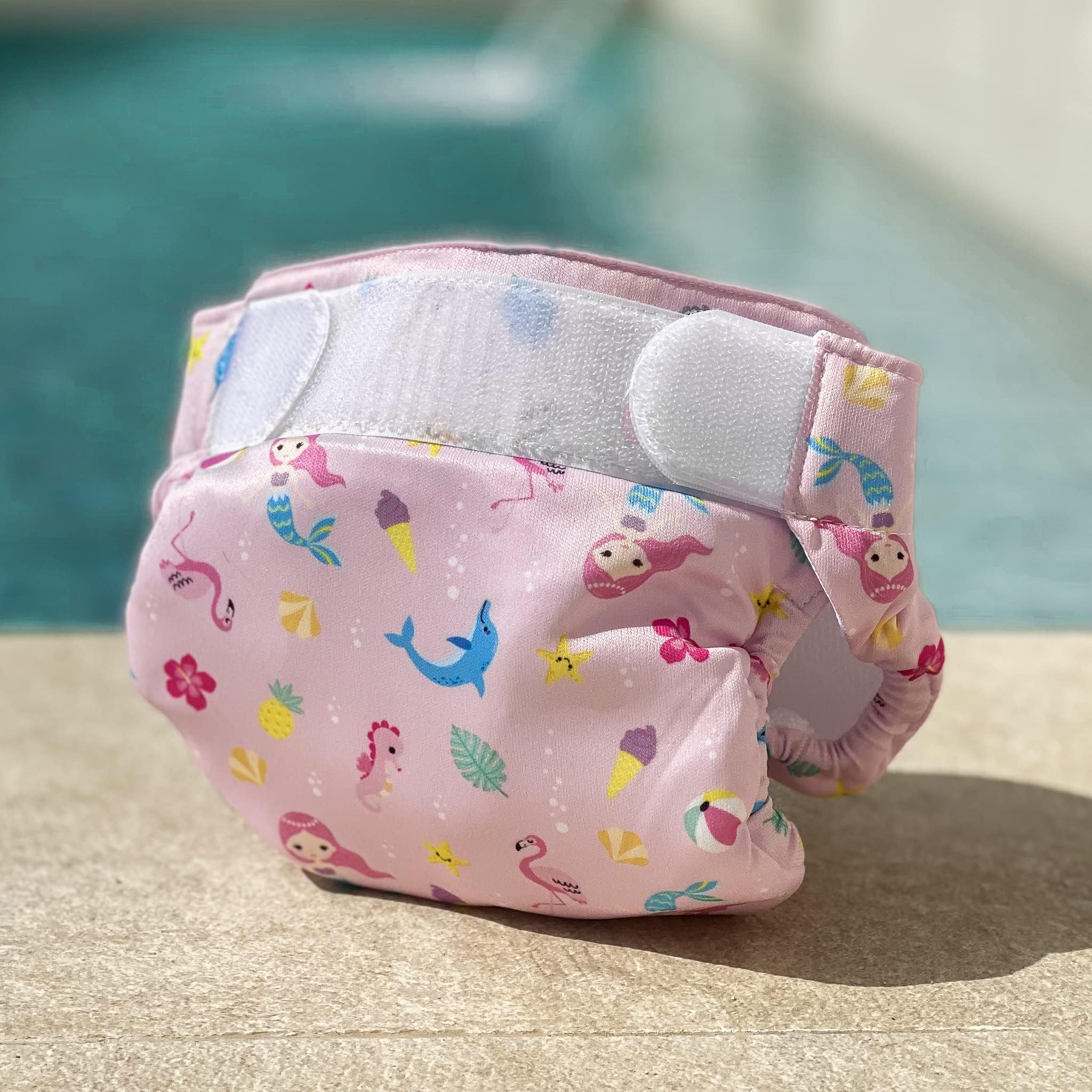 Maillot couche bébé et enfant - Couche de natation - Maillot couche rose - Couche de nage bébé de 9 à 16 KG - Couche baignade - Réutilisable - Lavable en machine - Freds swim academy
