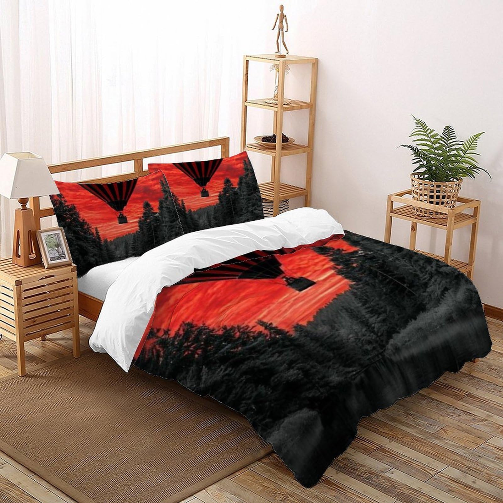 Housse de couette montgolfière microfibre super king size 260x220 cm avec fermeture éclair