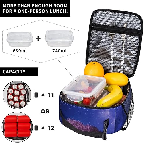 Miniatura 4 de Lonchera con diseño de búho para mujeres, niños y niñas, lonchera aislada, bolsa de almuerzo para adultos, bolsa de almuerzo reutilizable para el