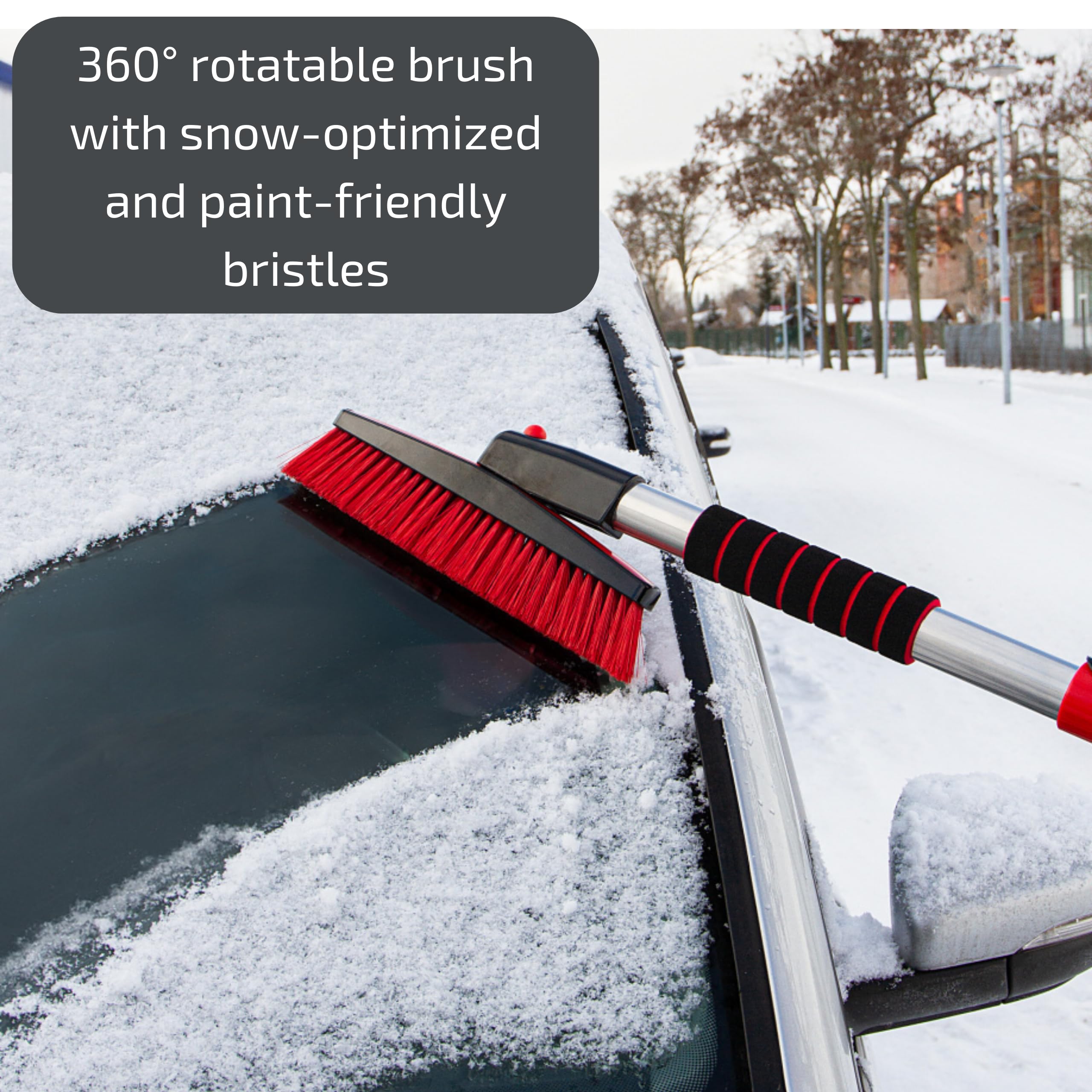 Heyner Germany Extra lang unzerbrechlich Teleskop Auto Windschutzscheibe Eiskratzer Schnee Insektenbürste Xl 110 cm robust ausziehbar