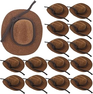 15 Pcs Mini Cowboy Flocked Doll Hat Decorative Miniature Hat Set