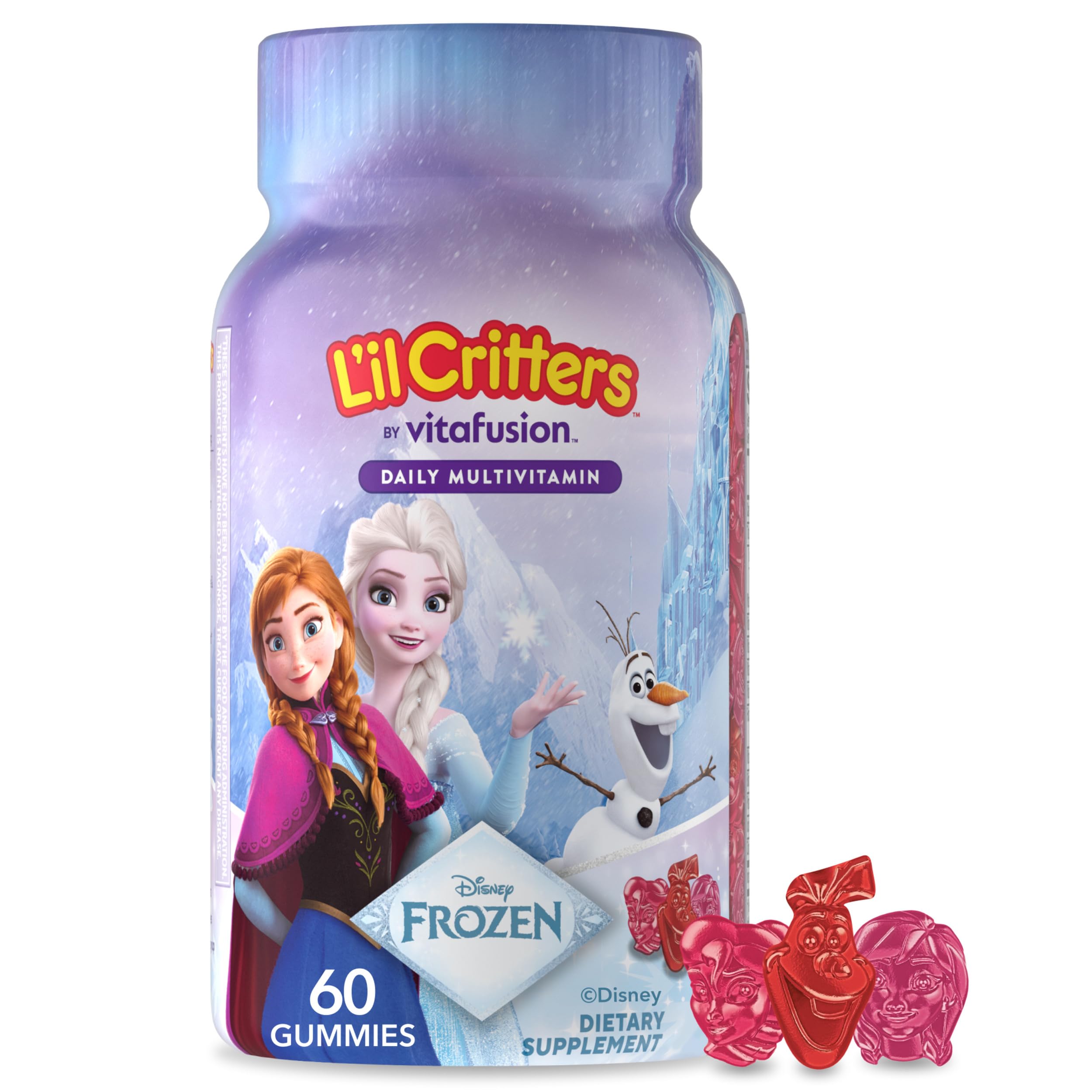 Lil Critters Disney Frozen Kids Multivitamin Gummies | 60 Count Gummy | With Vitamins A B C D E | Yummy Fruit Flavors | 11 Essential Nutrients | Gluten and Dairy Free Children's Daily Supplement