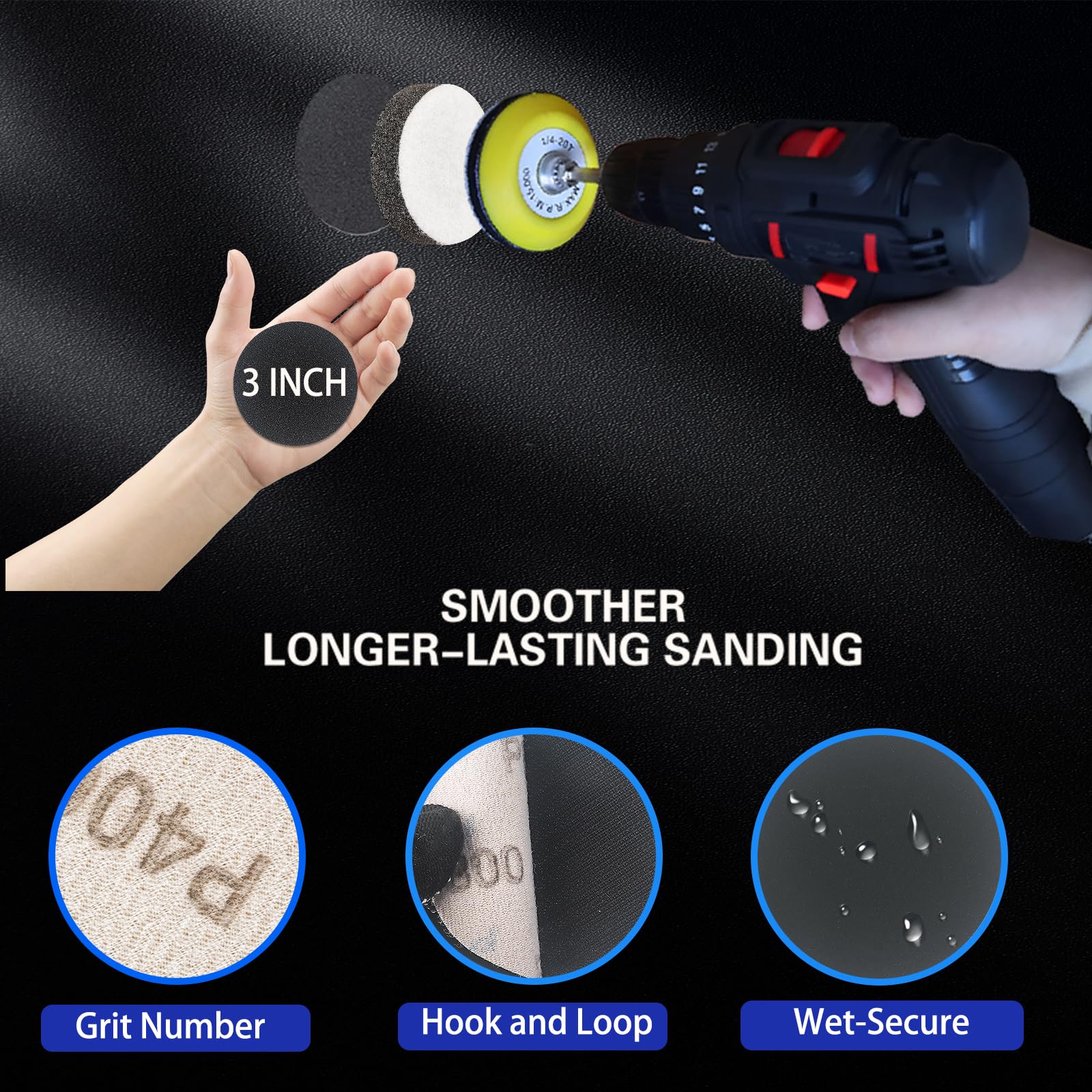 Sanding Disc Kit - 133 PCS for Car, Wood, Metal -9