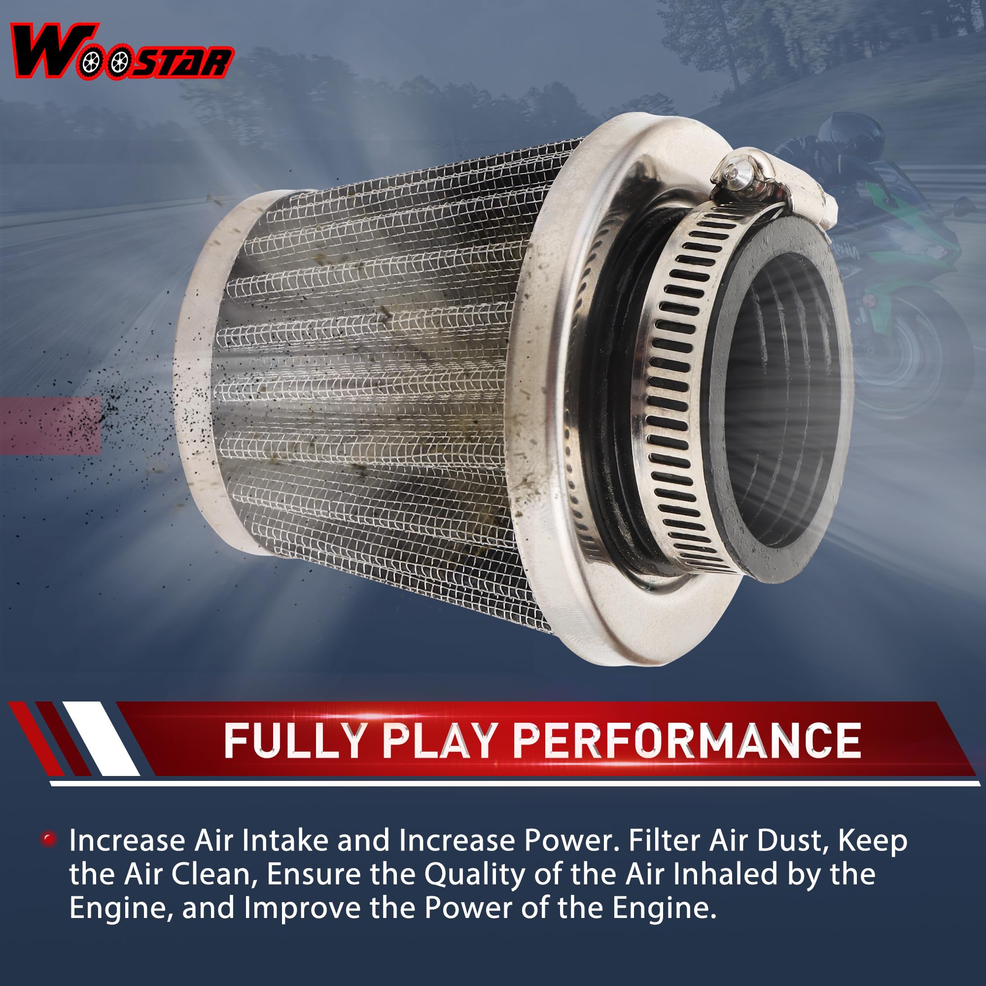 WOOSTAR 26mm Carburateur PZ26 avec Filtre à Air Filtre à Carburant Joints de Collecteur D’admission Remplacement pour 4 Temps 110cc 125cc XR100 CB125 TaoTao DB17 125 Dirt Bike ATV 4 Wheeler Quad