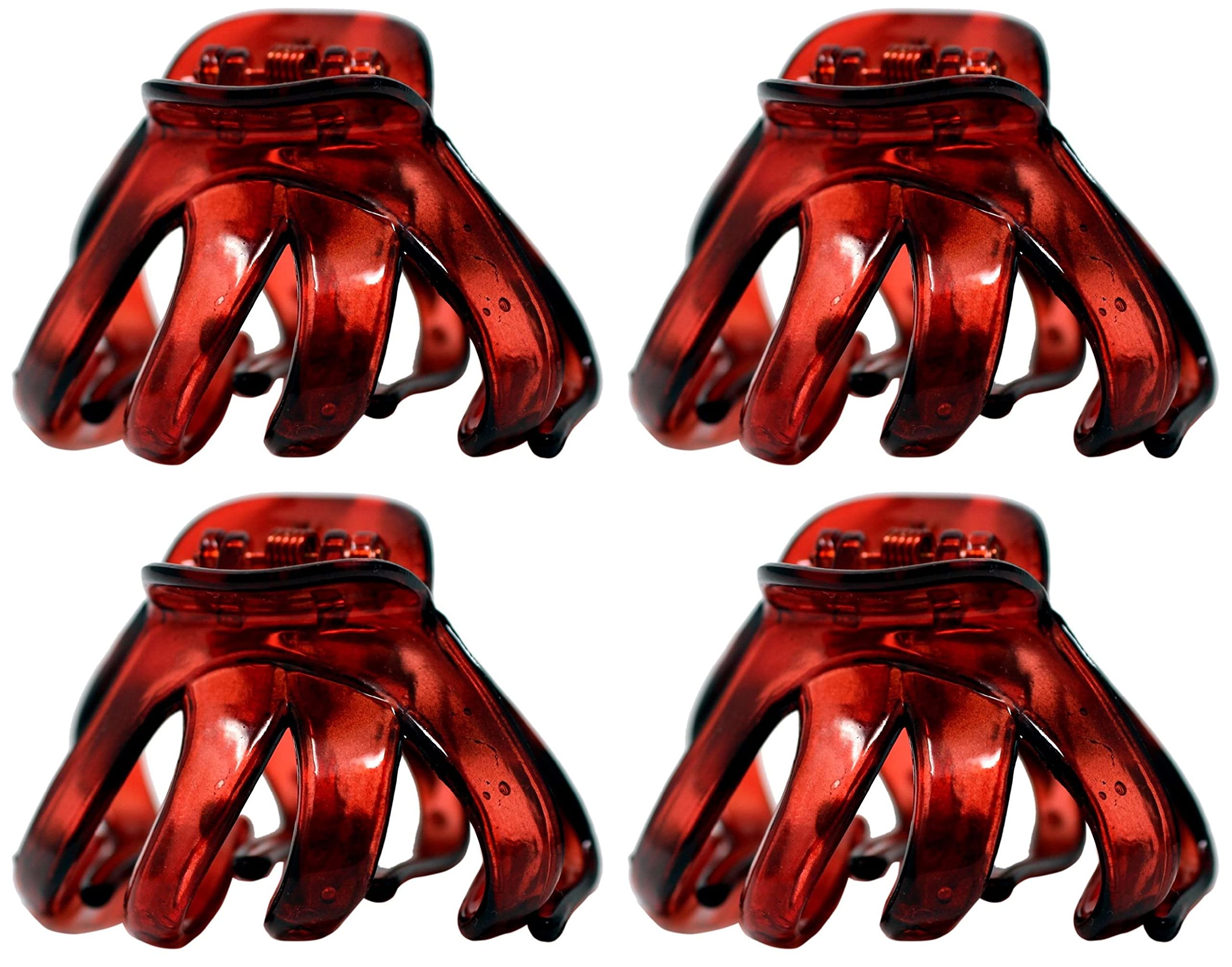 Bullahshah Women's Burgundy Set Of 4 Octopus Hair Claw Clip Butterfly Bull Dog Design Plastic (Burgundy)