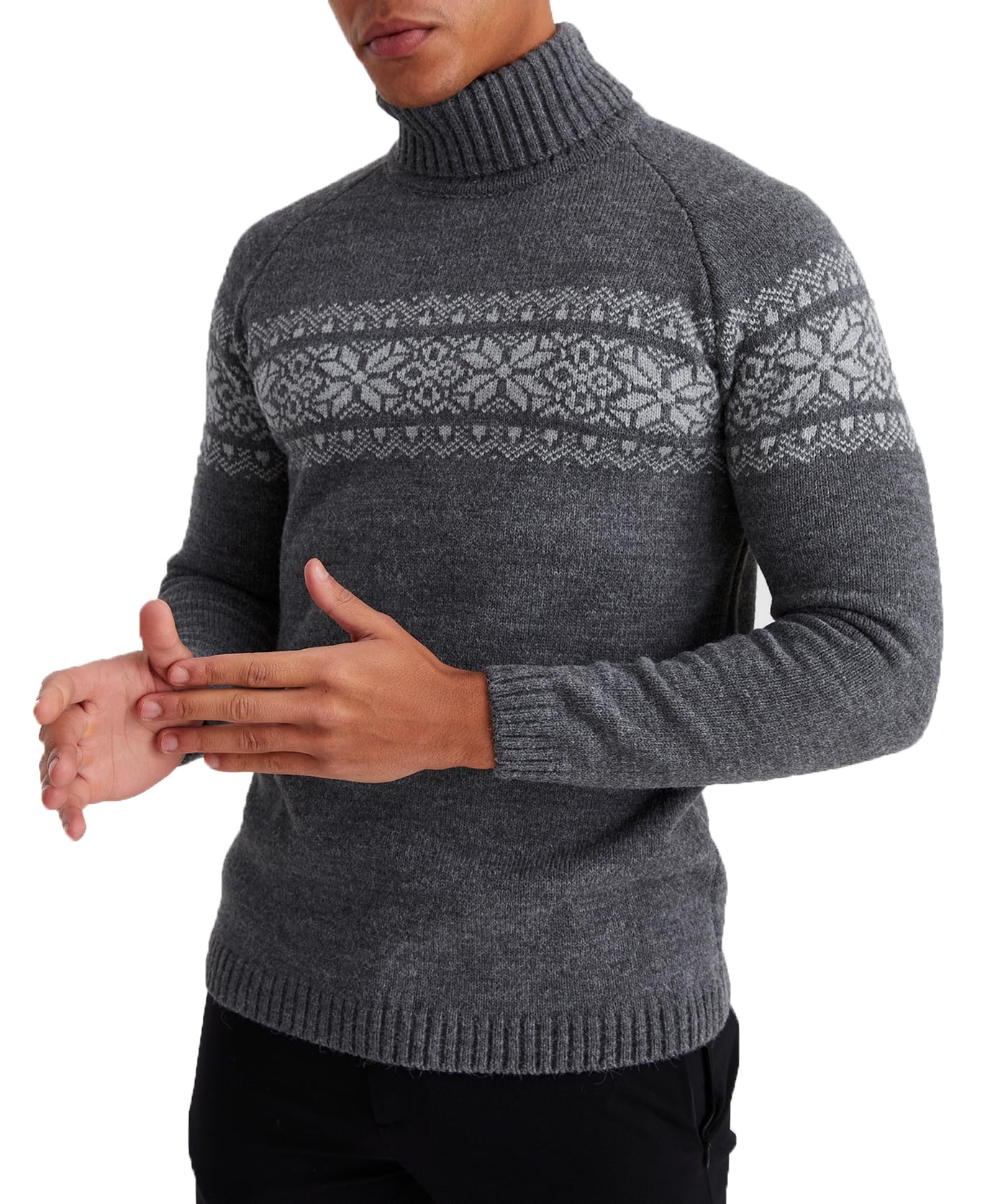 Leif Nelson Herren Rollkragenpullover – Norwegischer Strickpullover mit Wintermuster – Warmer Rollkragenpullover für Herbst und Winter