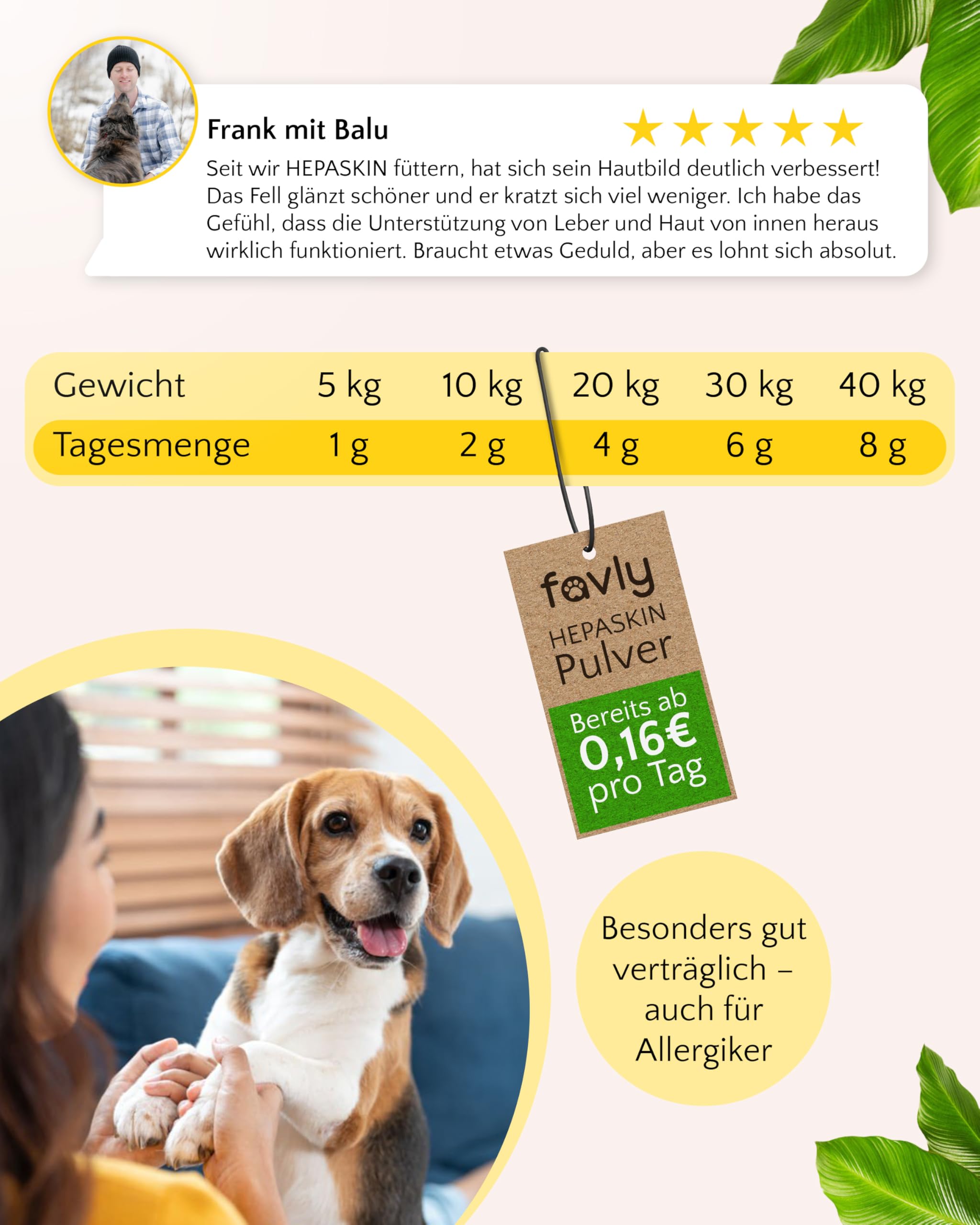 FAVLY – HEPASKIN Fellpflege Pulver 3x250g für Hunde & Katzen – Ergänzungsfuttermittel Topping mit Mariendistel, Omega-3 & Spirulina – bei Juckreiz, Schuppen & stumpfem Fell – Ohne Getreide & Zusätze