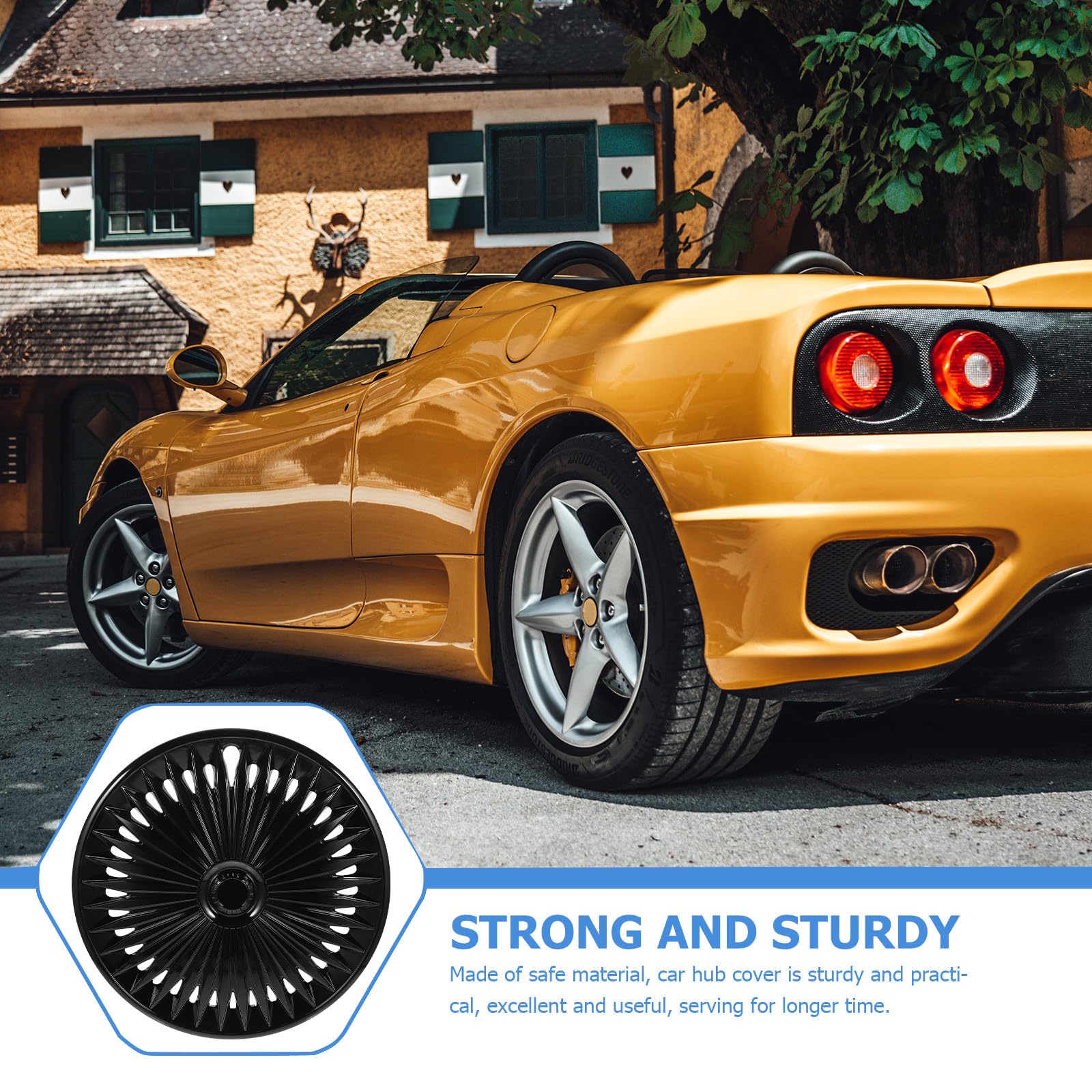 Radnabenkappen aus Robustem Pp Material Dekorative Radnabenabdeckungen für Auto 15 Zoll Einfache Montage Schwarzes Design für Fahrzeugschutz