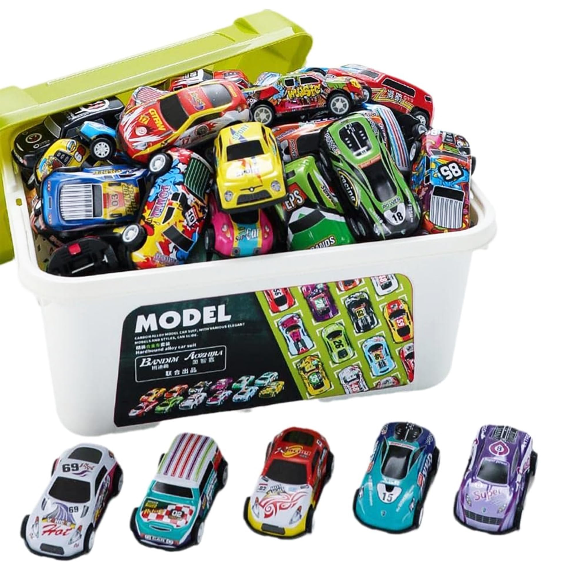 Kidology 50PCS Unbreakable Die-Cast Cars with Storage Box Pull Back Cars for Kids Perfect Toys for Boys & Girls Aged 3-8, Ideal for Holiday or Birthday Gifts for Children Aged 3-8,multicolor