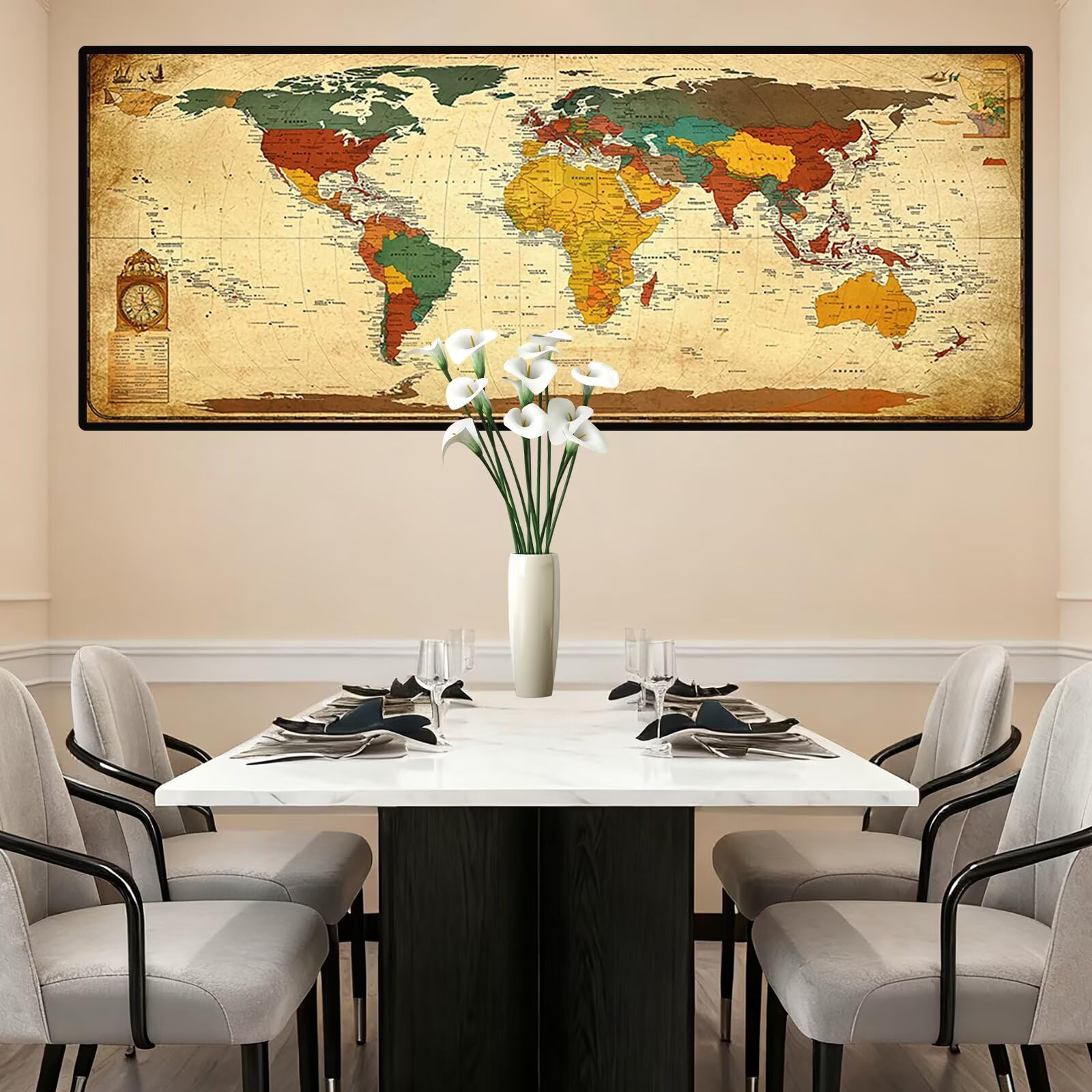 Zestawy artystyczne z diamentami w stylu retro, dla dorosłych, 150 x 60 cm, duży zestaw do malowania diamentami, mapa, sztuka dla dorosłych, DIY, pełne wiercenie, kryształ, klejnot, 5D, haft