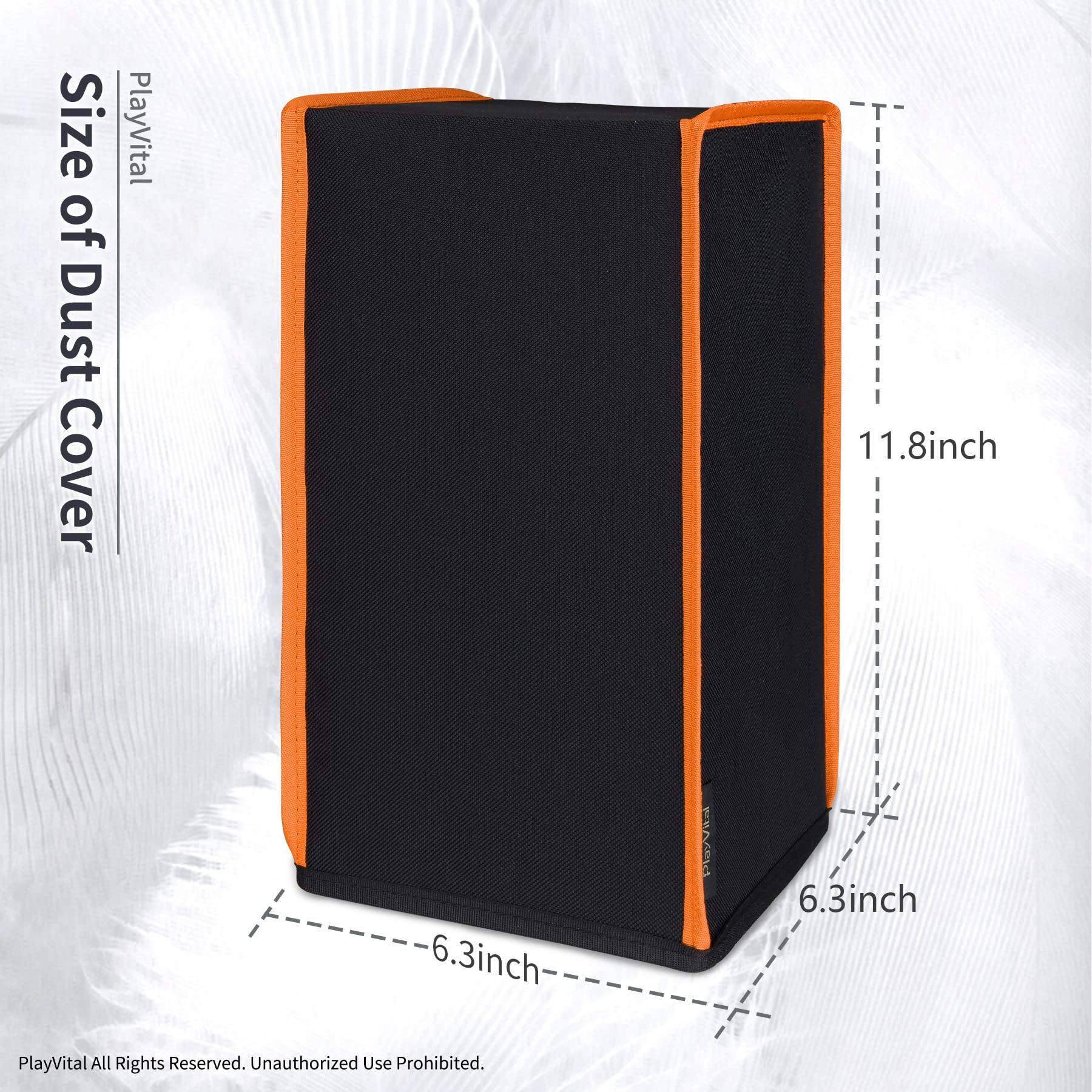 PlayVital Cover Copertura Antipolvere per Xbox Series X Console,Coperchio in Nylon Verticale Protettivo Impermeabile per Xbox Series X Console-Nero Arancione - 4