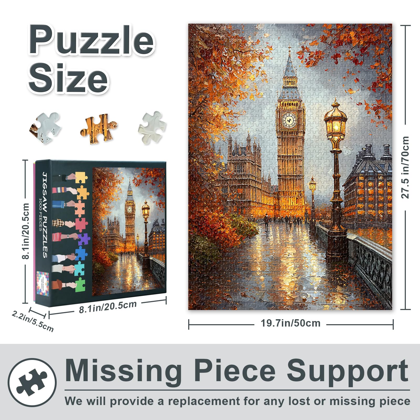 1000 Piece Jigsaw Puzzles for Adults Big Ben Jigsaw Puzzle Streets Of London 1000 Puzzles for Adults Big Ben Adult Puzzle 1000 Pieces Educational Games - Image 2