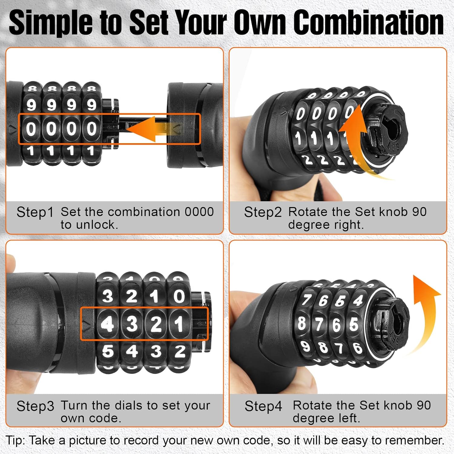 Titanker Bike Chain Lock, Security Anti-Theft Bike Lock Chain Resettable Combination Bicycle Chain Lock 3.3 Feet Bike Locks for Bike, Motorcycle, Bicycle, Door, Gate, Fence, Grill (6mm Thick Chain) : Sports & Outdoors