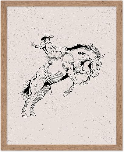 Miniatura 83 de Poster Master Póster de Rodeo marrón – Estampado retro de vaquero sobre caballo – Arte de vaquero – Arte occidental – Arte del salvaje oeste –