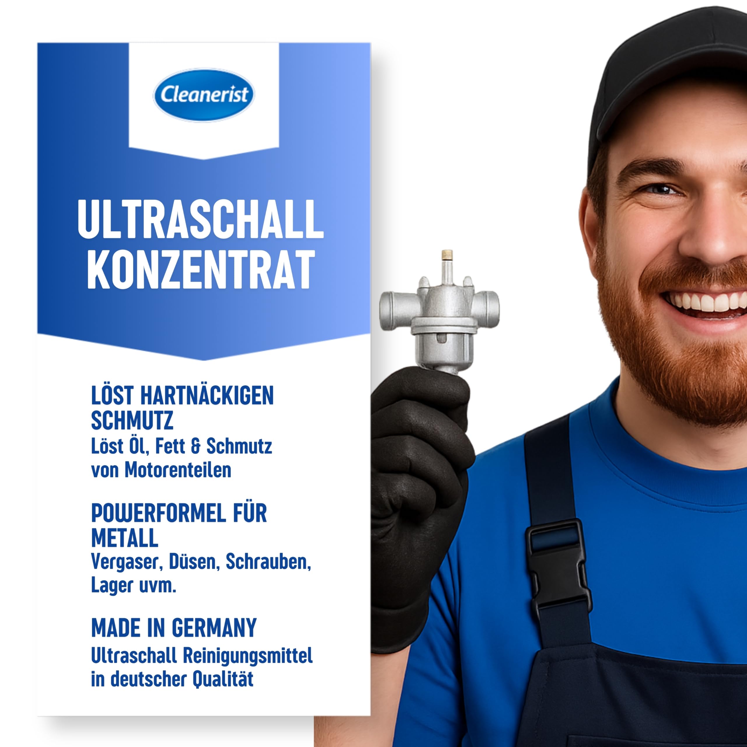 Cleanerist | 5L Ultraschallreiniger Werkstatt, Vergaser, Autoteile - Konzentrat für Ultraschallgeräte zur Kfz-Reinigung von Motoren, Bremsanlagen, Wellen, Pumpen, Düsen – gegen Schmutz, Öl & Fett