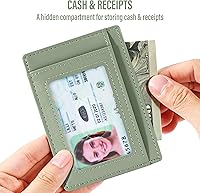 Vista 65 de Travelambo Billetera delgada con bolsillo delantero y clip para el dinero con bloqueo de identificación por radiofrecuencia, talla única